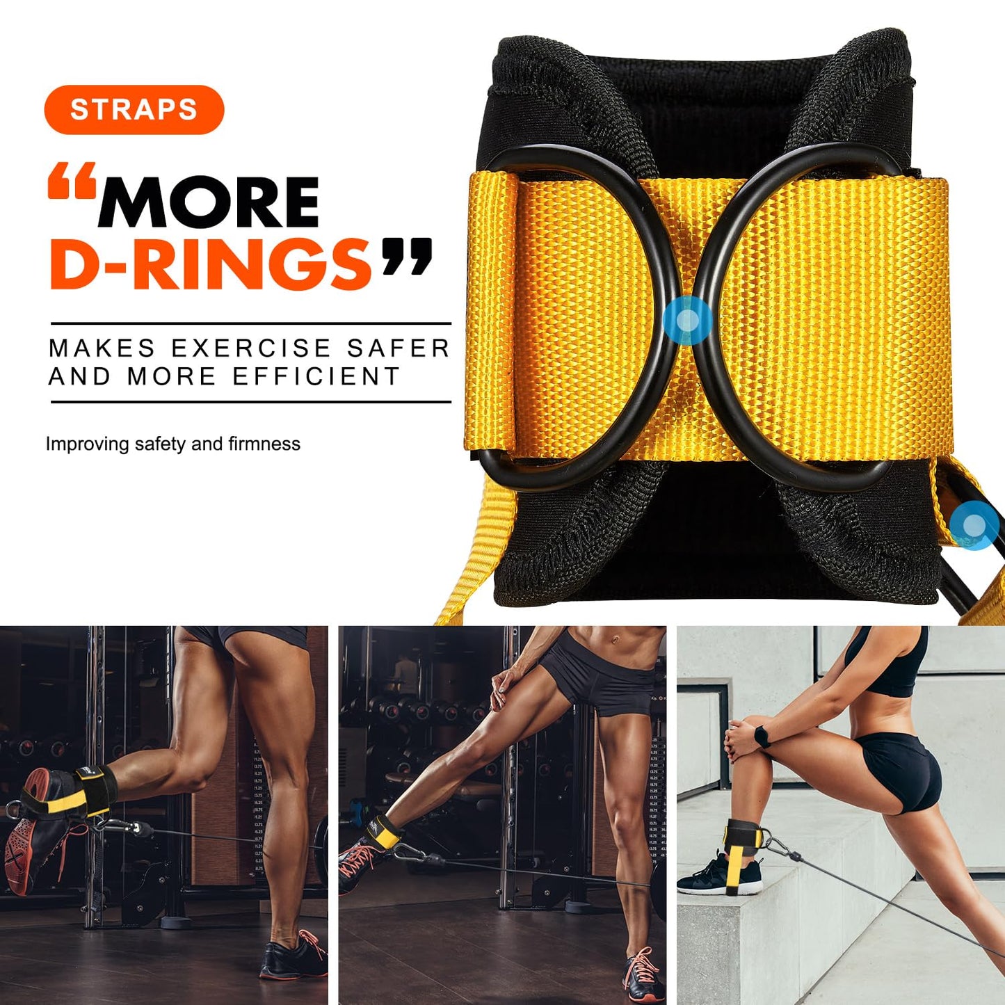 Ankle Straps for Cable Machine, Gym Ankle Cuff Kickback Strap for Working Out, Padded Gym Strap for Kickbacks, Glute Leg Workouts, Curls, Booty Hip Abductors Exercise, Cable Machine Ankle Attachment