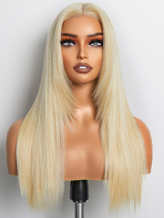 GORGIUS 613 Blonde Straight Wig 20 Inch Glueless Wigs 180% Density Pre Plucked with Natural Hairline Put On Go Wigs Crafted with Style-Archive Tech: Premium Fiber & Remy Human Hair Blend