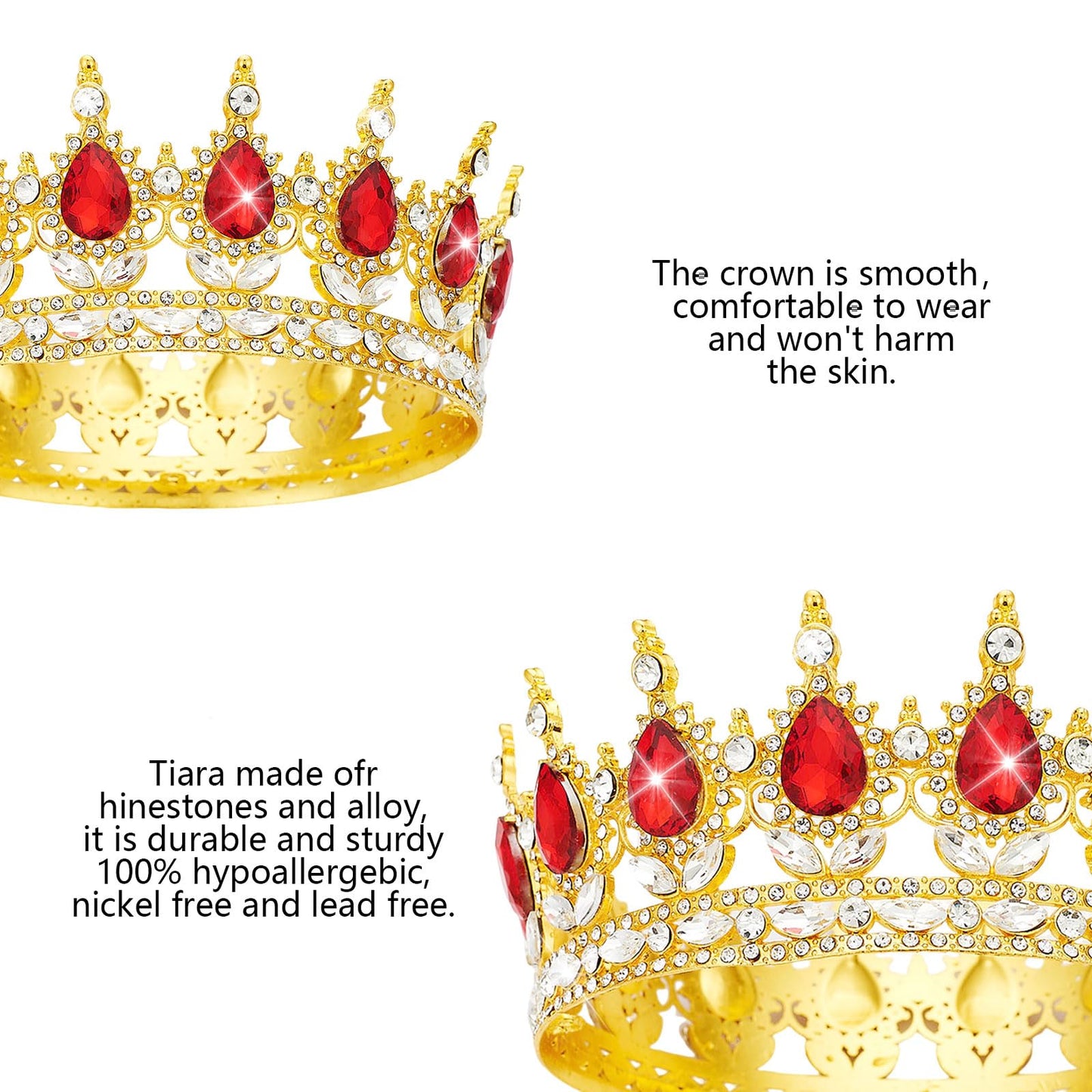 YOUlDIANZI Queen Crown Rhinestone Wedding Crowns and Tiaras for Women Costume Party Hair Accessories Princess Birthday Crown Crystal Bridal