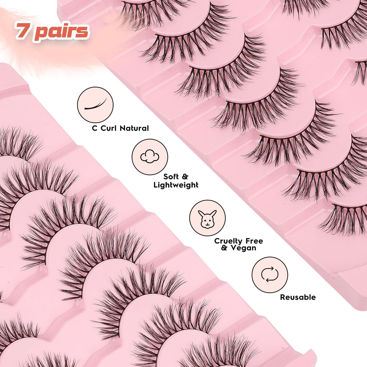 Siligli False Eyelashes wispy lashes pack 3D-385, black