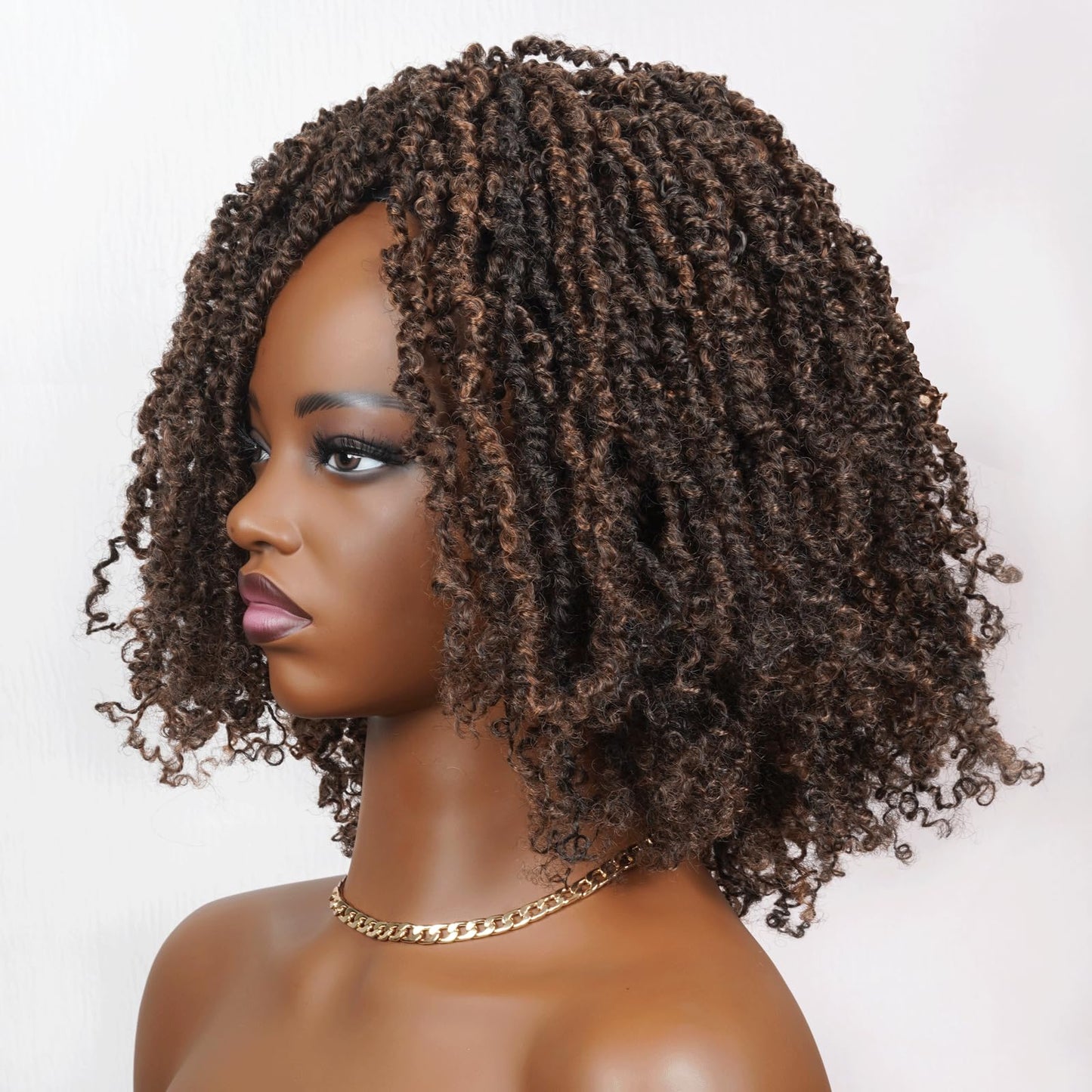 Toyotress Yanky Twist Crochet Hair - 8 Inch 2 Packs (30 Strands/Pcs) Fluffy Spring Mini Twist Passion Twist, Black Mix Copper Pre-Looped Crochet Braids Braiding Hair (8 Inch, F1B/350-2P)