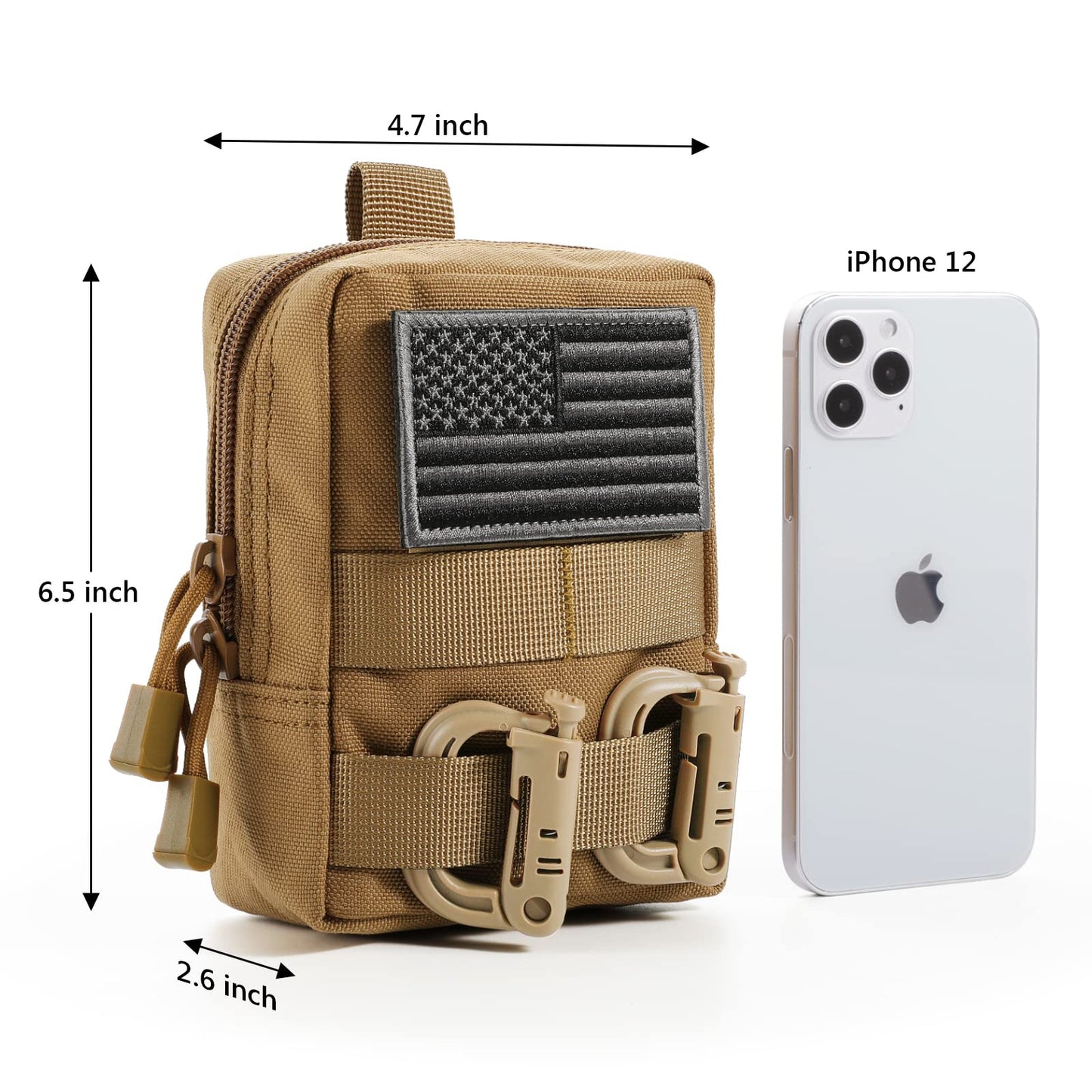 FRTKK 2 Pack Molle Pouches - Tactical Compact Water-Resistant EDC Pouch Small Utility Pouch Bags (Patch Included) (2 Pack-ACU)