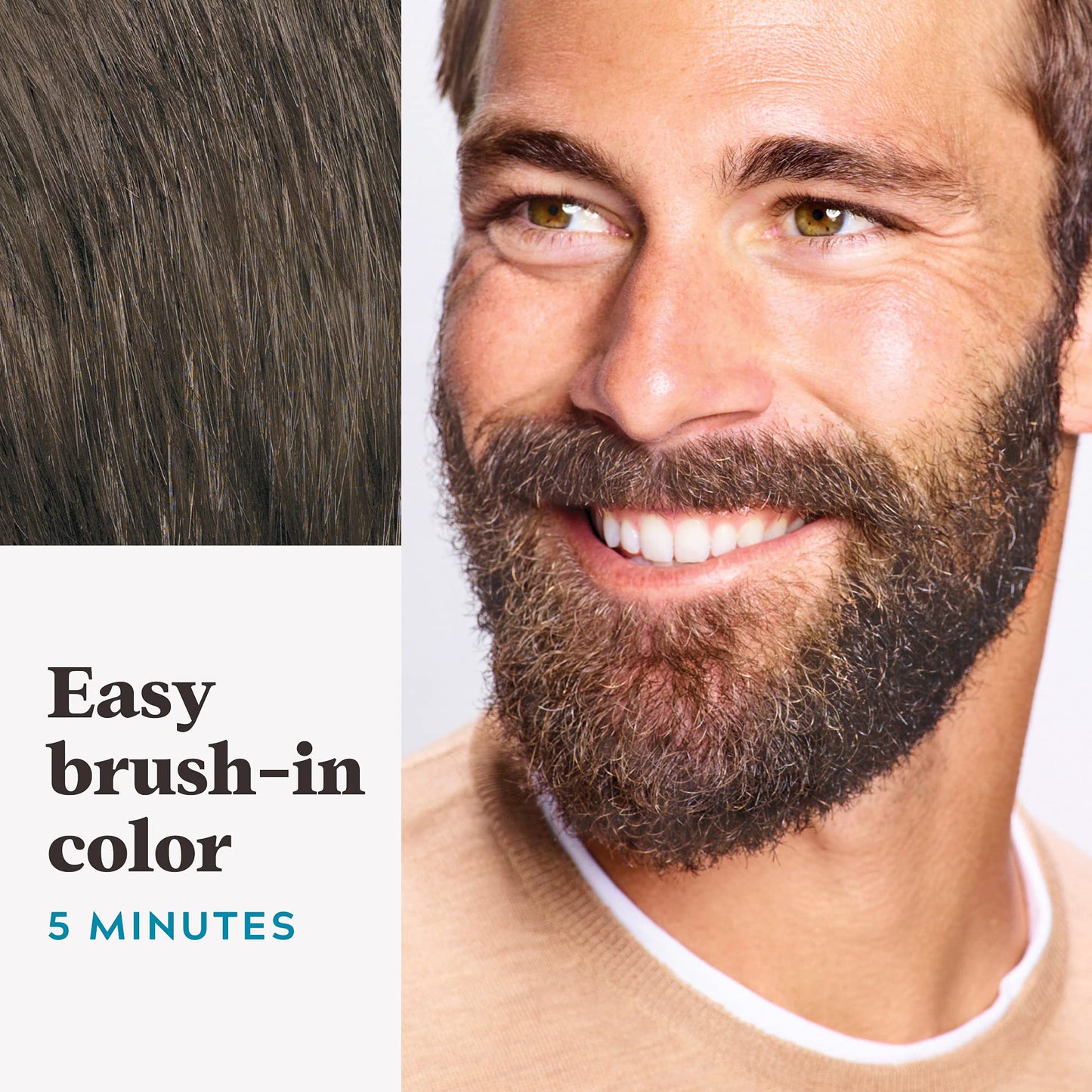 Just For Men Mustache & Beard, Beard Dye for Men with Brush Included for Easy Application, With Biotin Aloe and Coconut Oil for Healthy Facial Hair - Medium-Dark Brown, M-40, Pack of 1
