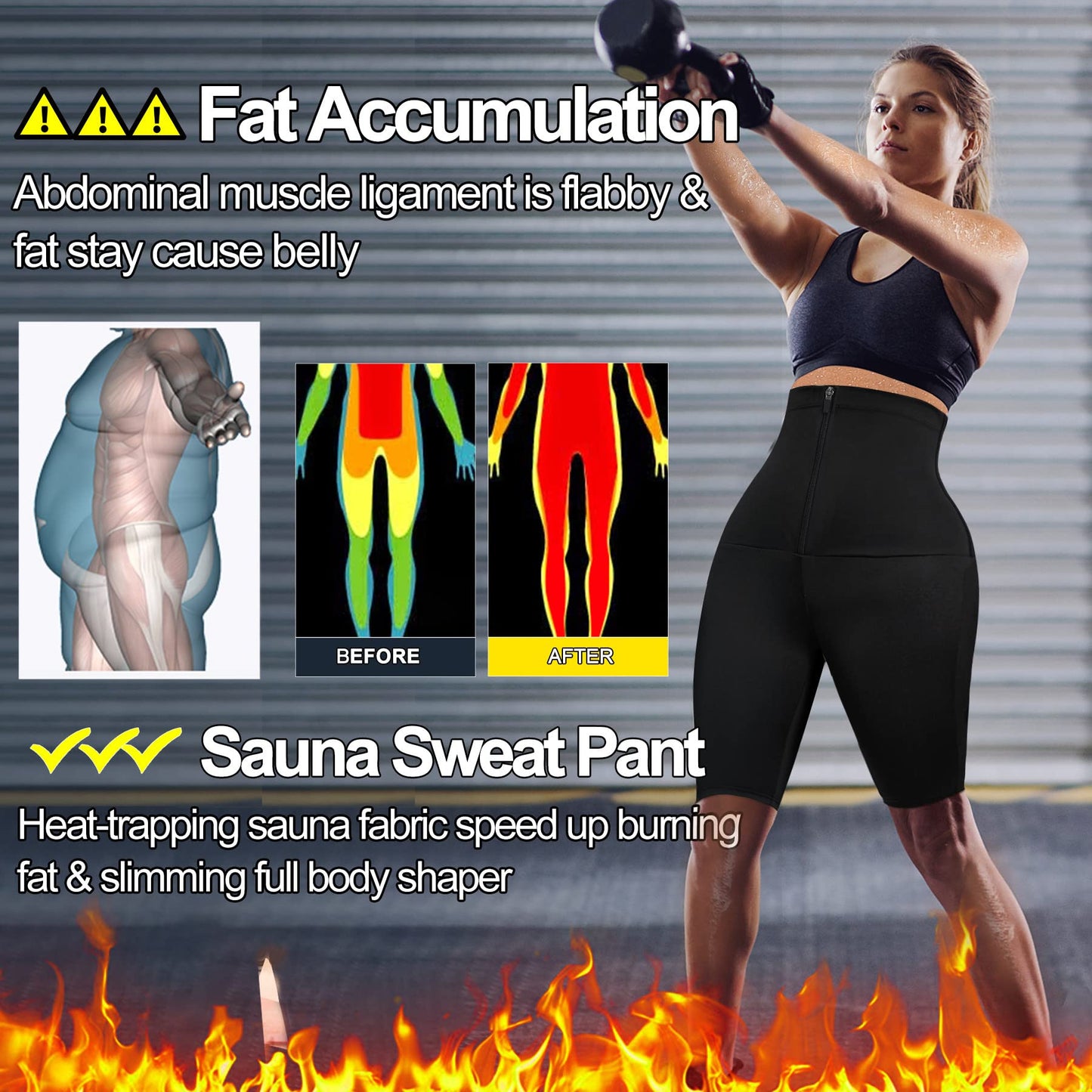 SCARBORO Sauna Sweat Pants for Women High Waist Compression Slimming Weights Thermo Legging Workout Body Shaper Sauna Suit