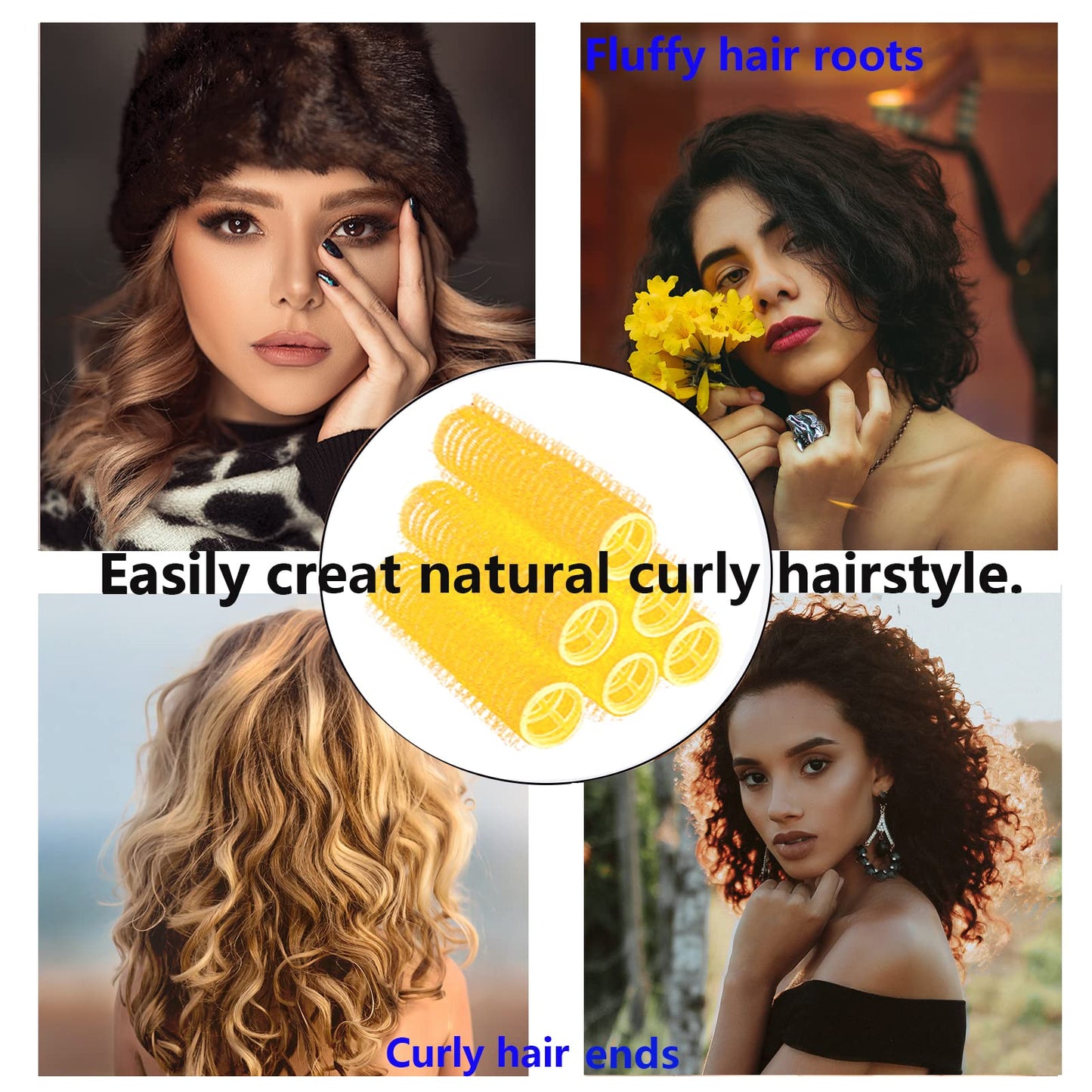 MOODKEY 18PCS Self Grip Small Hair Curlers Heatless Roller Hair Curlers Pro Salon Hairdressing Curler DIY Curly Hairstyle Hair Rollers Tools Rat Tail Comb for Women Medium Short Hair(Yellow)
