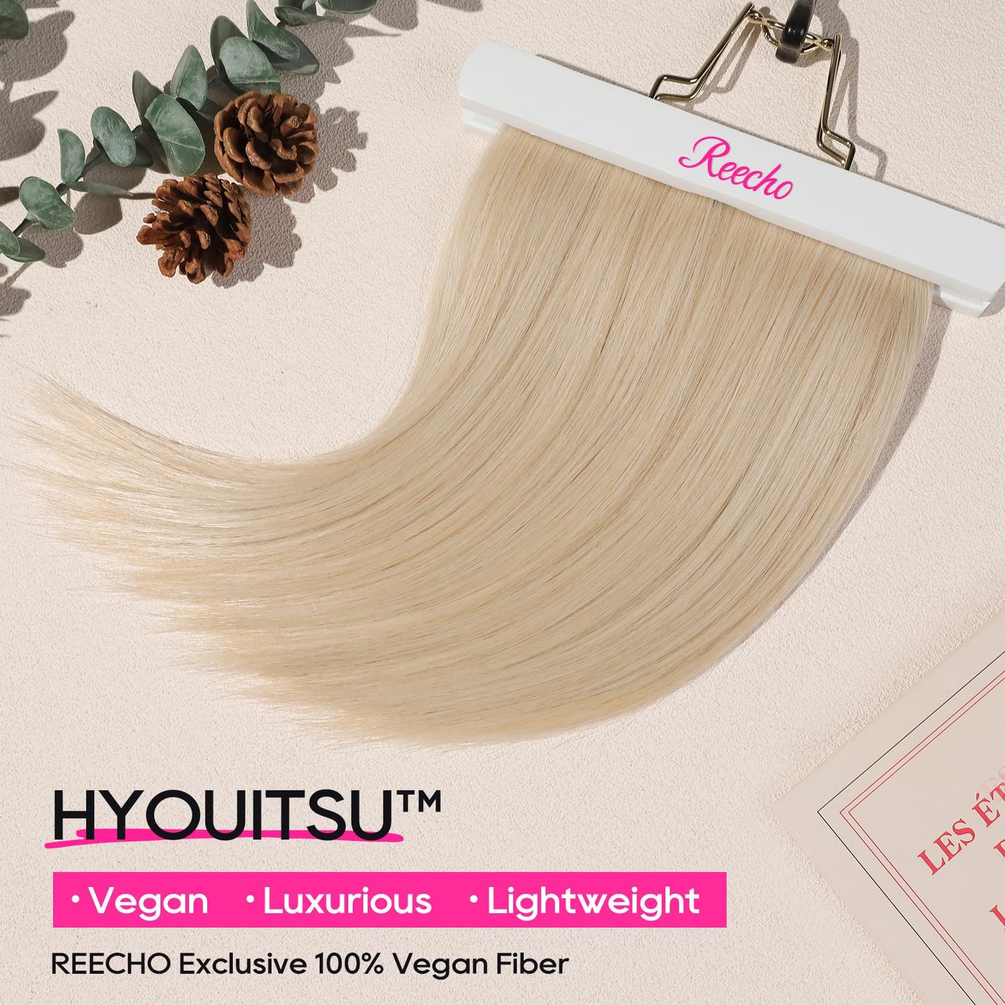 REECHO Invisible Wire Hair Extensions with Thinner Softer Lace Weft 12" Short Straight Clips in Secret Hairpiece for Women 12 Inch (Pack of 1) - Light Blonde