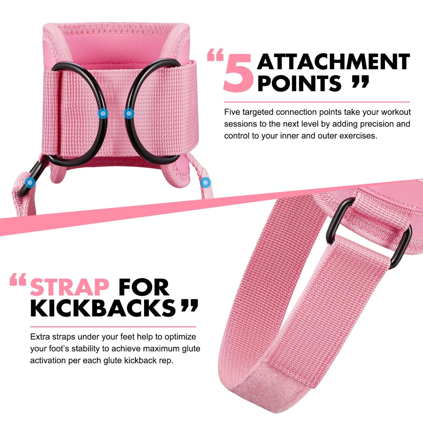 HPYGN Ankle Strap for Cable Machine, Gym Ankle Straps for Working Out, Adjustable Ankle Cuff Kickback Strap, Cable Machine Attachments for Women Glute Leg Extensions, Leg Straps with Neoprene Padding