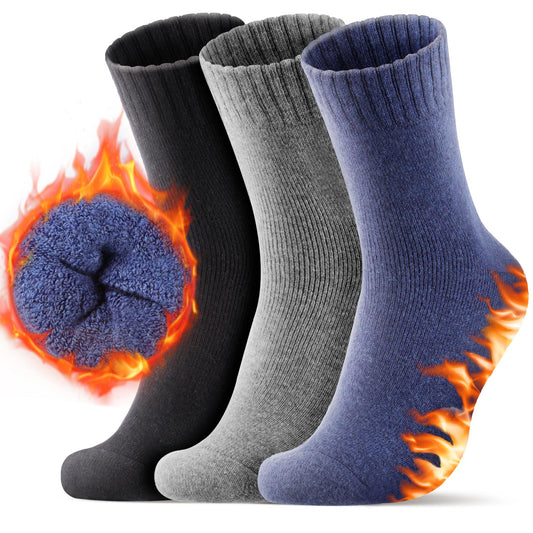 Redair Merino Wool Socks Mens, 3 Pairs of Heavyweight Thermal Running Socks for Winter, Thermal Warm Boot Socks for Outdoor indoor, Moisture Wicking Soft Crew Socks fit Sizes 6-13