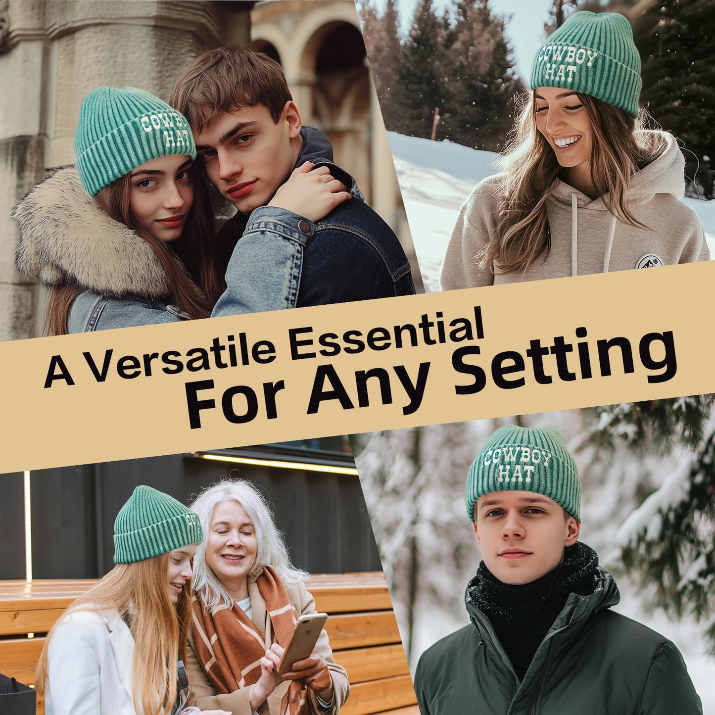 Mladahat Cuffed Beanie Knit Hat Unisex Knit Cap with Soft Acrylic Winter Beanie Hat Green