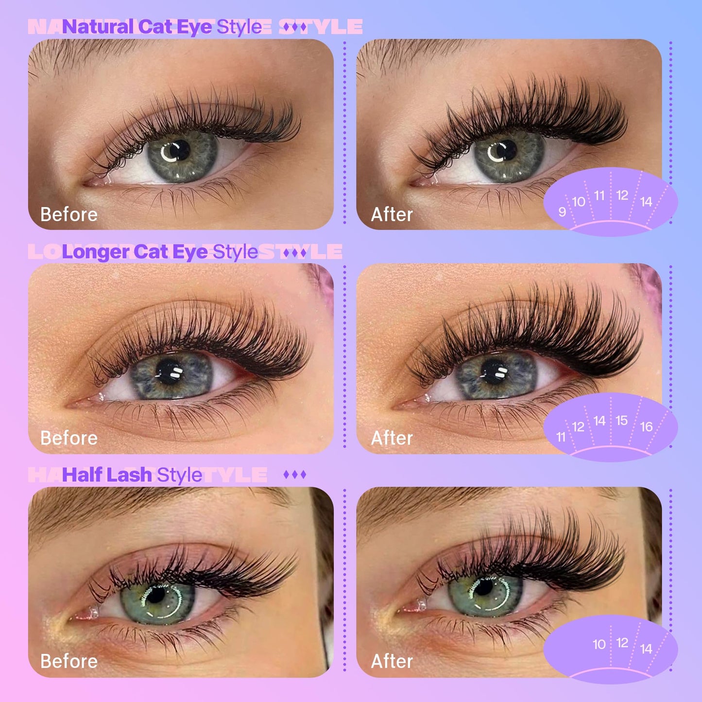 Pawotence Lash Clusters Wispy 9-16mm Individual Lashes Cluster Eyelash Extensions 192pcs Lash Extension DIY Soft Natural Eyelash Clusters with Thin Band