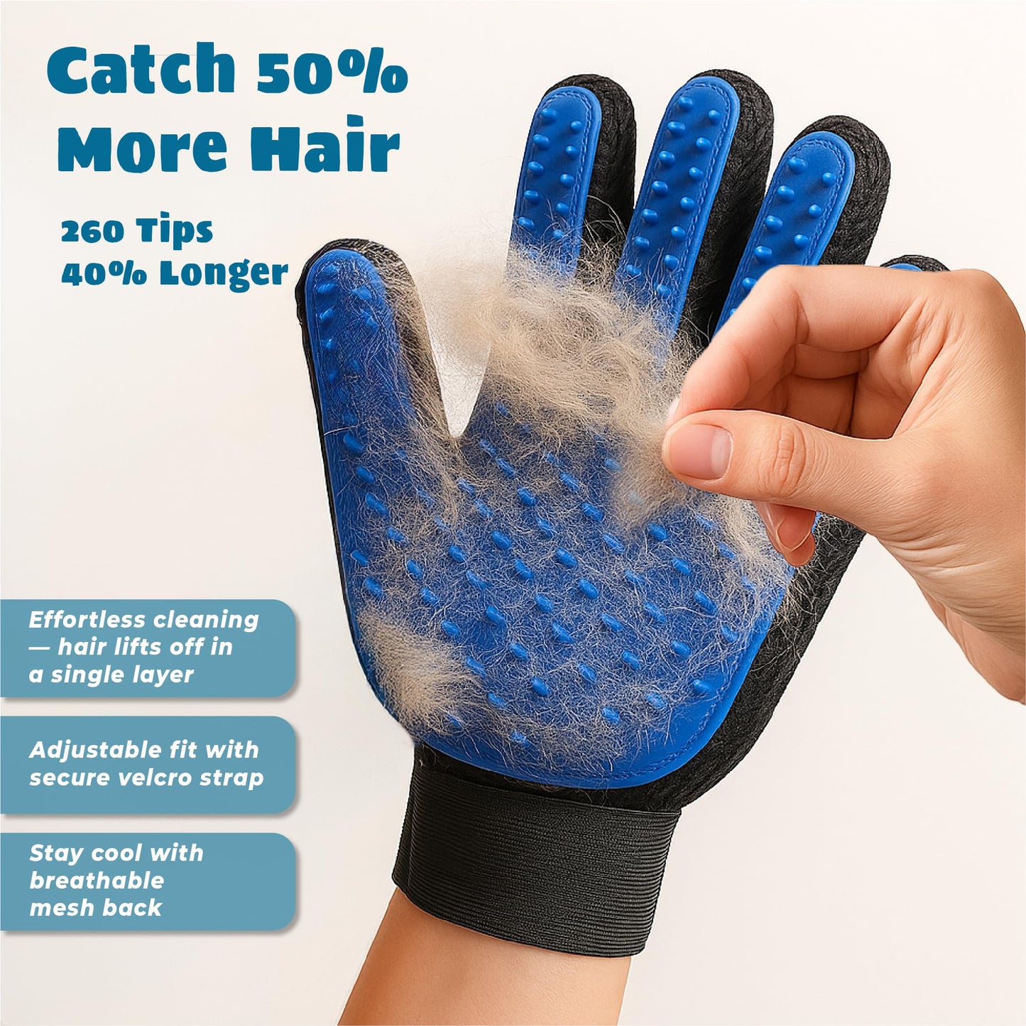 Tailio Cat & Dog Grooming Gloves for Shedding – Efficient Pet Grooming Gloves 2-in-1 Deshedding Brush & Massage Mitt | Perfect for Long and Short Hair (1 Pair)