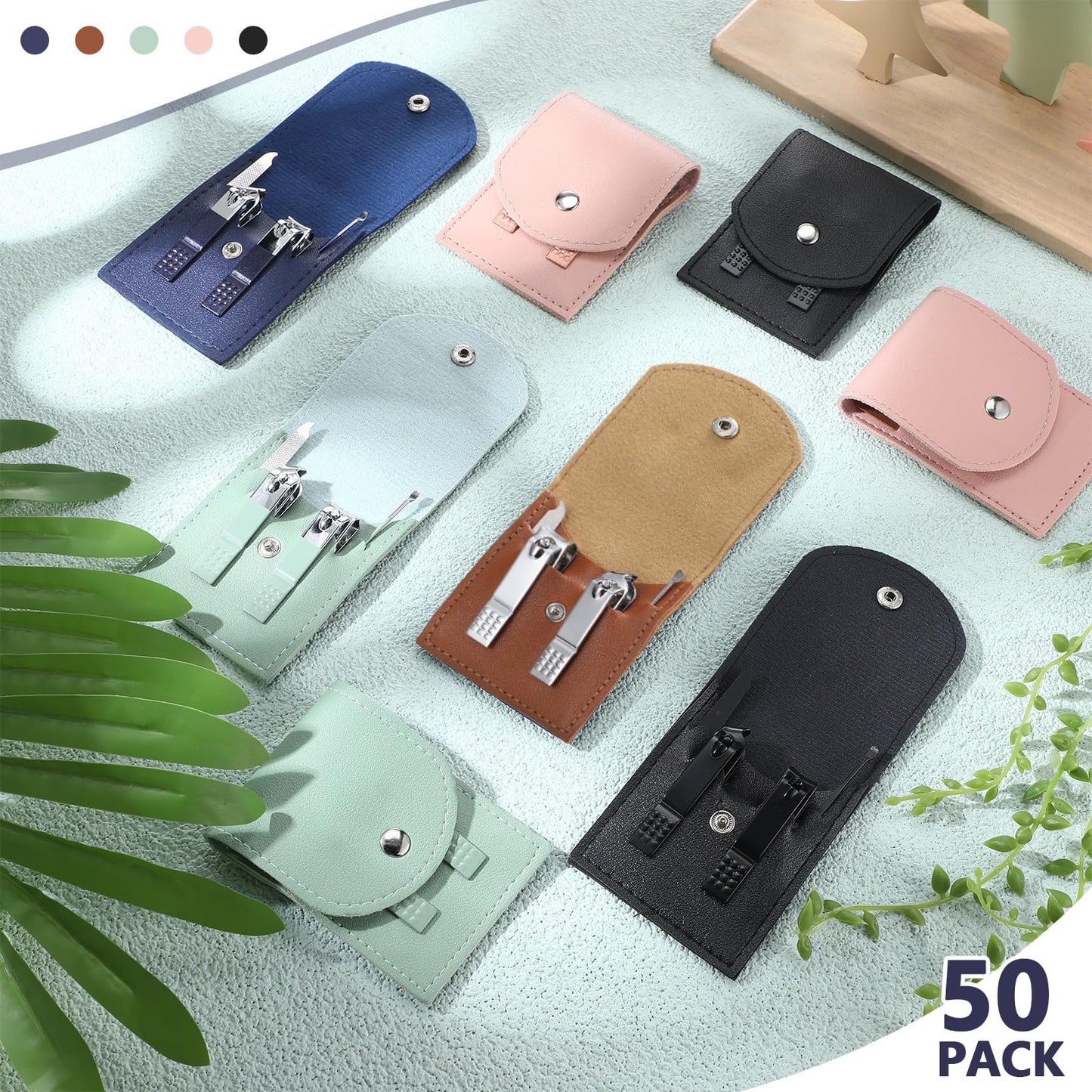 Geosar 50 Set Travel Manicure Kit Nail Clippers Pedicure Professional Nail Care Tools Stainless Steel Grooming Nail Set with Portable Travel Case Gifts for Family(Multi Colors)