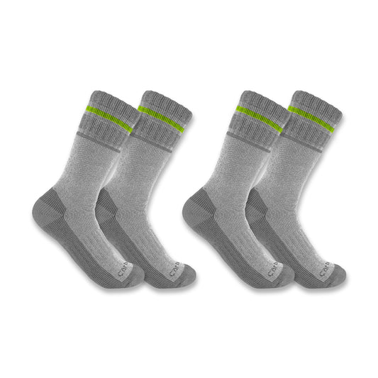 Carhartt Men's Heavyweight Synthetic-Wool Blend Boot Sock 2 Pack, Heather Grey, Large