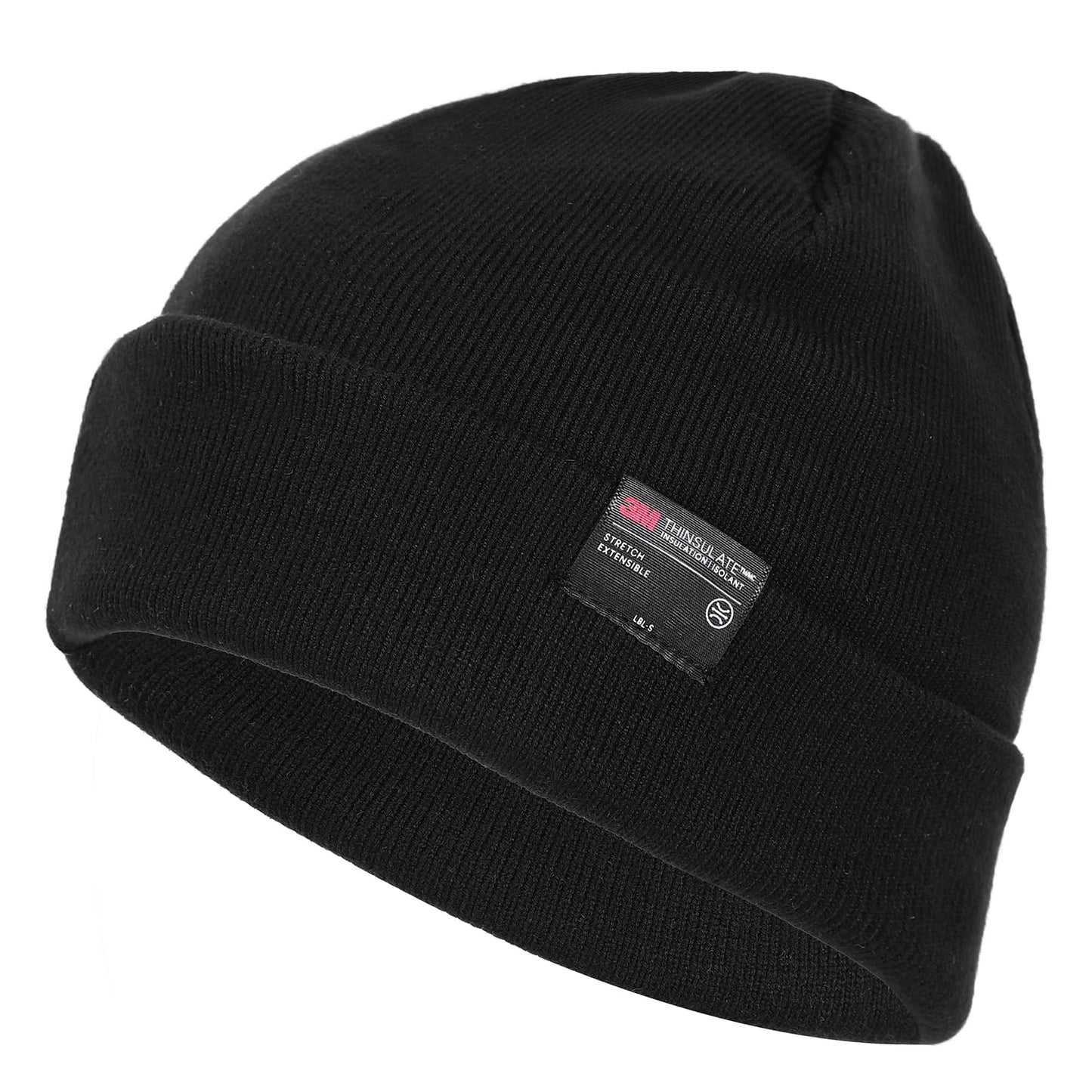 MOREOK Winter Beanie Hats for Men Women-3M Thinsulate Snow Ski Warm Unisex Fashion Knit Cuffed Cap -Black