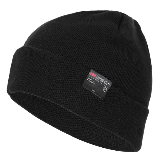 MOREOK Winter Beanie Hats for Men Women-3M Thinsulate Snow Ski Warm Unisex Fashion Knit Cuffed Cap -Black