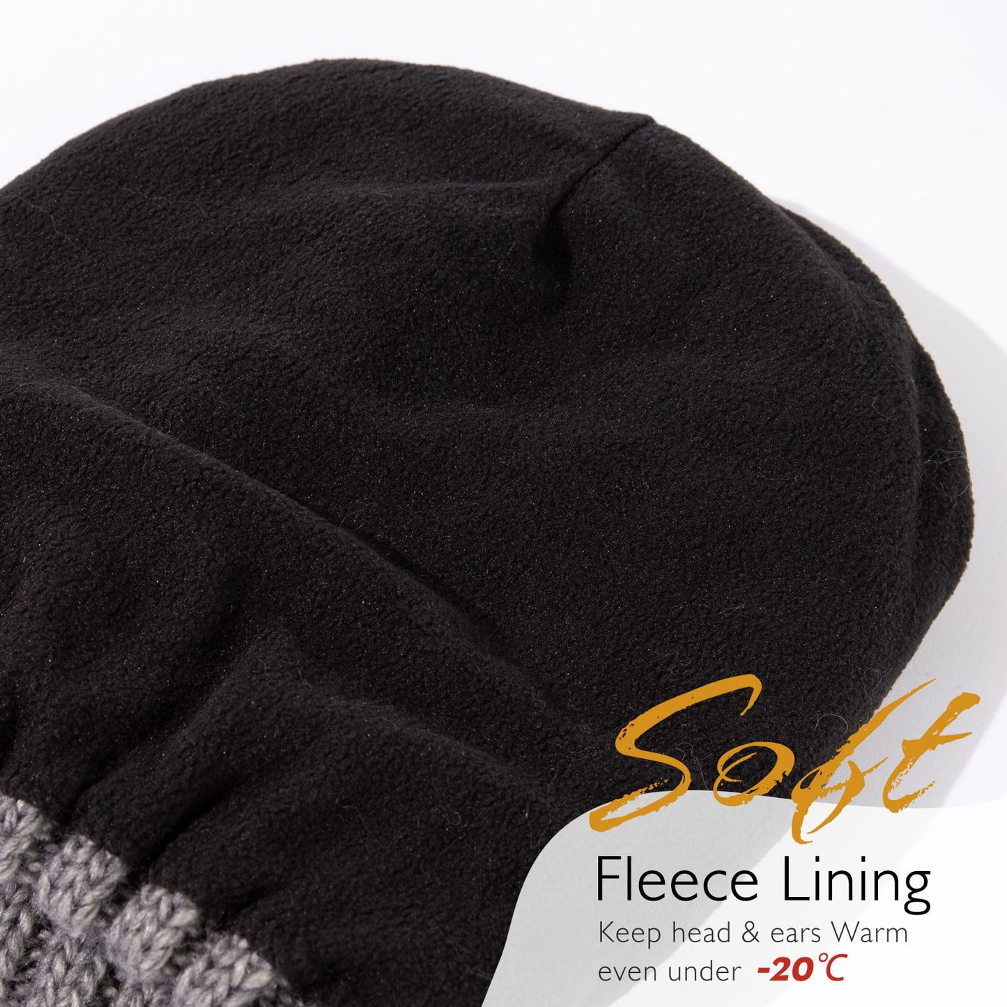 TOP-EX M/L/XL 100% Merino Wool Ladies Slouchy Beanie for Women Winter Hat Fleece Lining Warm Knit Hats Cold Weather Skull Hat Soft Stretch Ski Cap Dark Grey