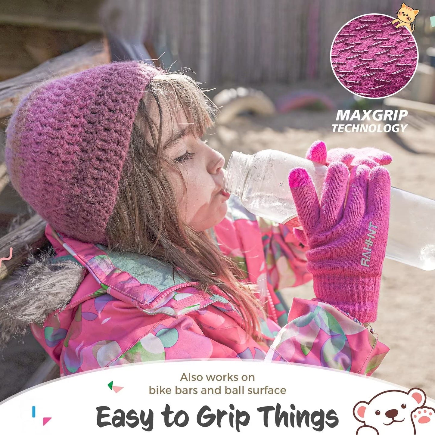 Kids Winter Gloves for Boys Girls Children Toddler Thermal Wool Knit Gloves with Insulated Fleece Lining Keep Hand Warm Gift