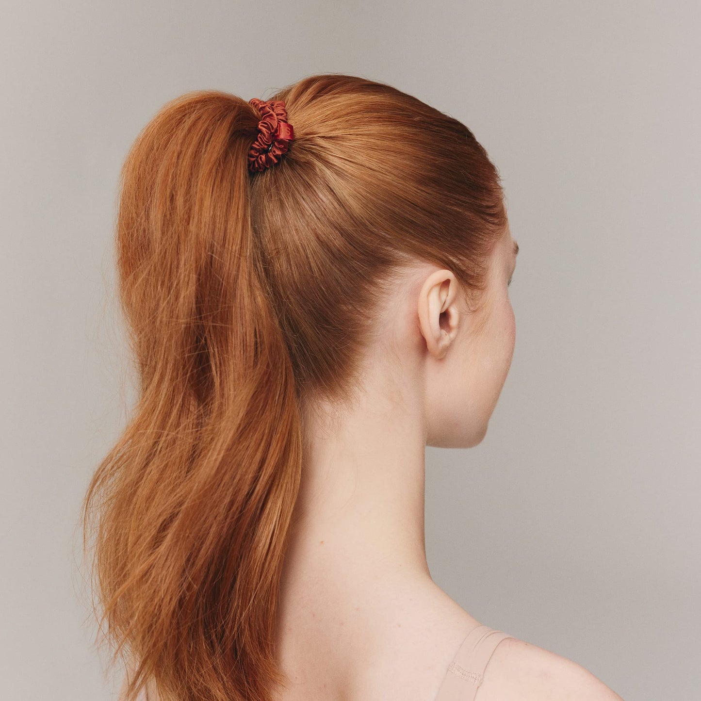 slip Silk Skinny Scrunchies - Auburn | Set of 4 Pure Silk Skinny Scrunchies | 100% Mulberry Silk, Anti-Crease, Gentle on Hair, Reduces Breakage | Stylish, Durable, Ideal for All Hair Types
