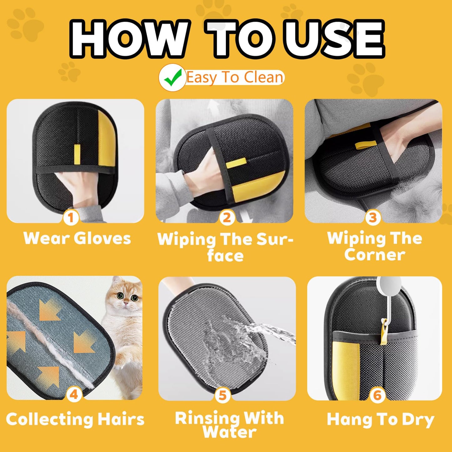 Yostyle Electrostatic Pet Hair Remover Glove - Reusable Electrostatic Pet Hair Removal Gloves for Couch, Carpet, Double Sided Grooming Glove for Cat & Dog Hair, Upgraded Static Removal Tool (1)