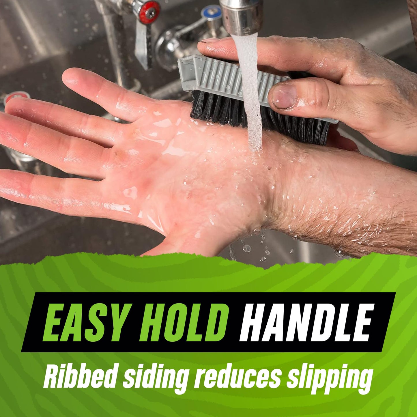 Grip Clean - Heavy Duty Nail Brush for Cleaning Fingernails - Nail Cleaning Scrub Brush for Men & Women - Mechanic Brush. Nail Brush Cleaner for Hands & Under Nails. Stiff Bristle Brush