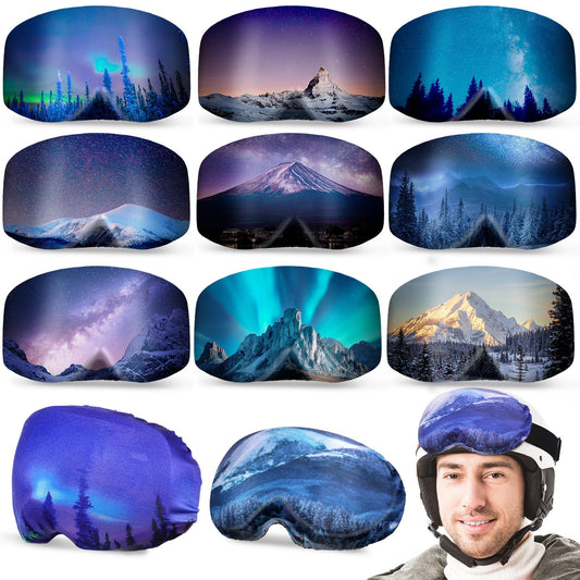 BBTO 9 Pcs Microfiber Protective Ski Goggle Cover Protector Snowboard Goggles Cover Sleeves Goggles Lens Storage 9 Styles (Stylish)