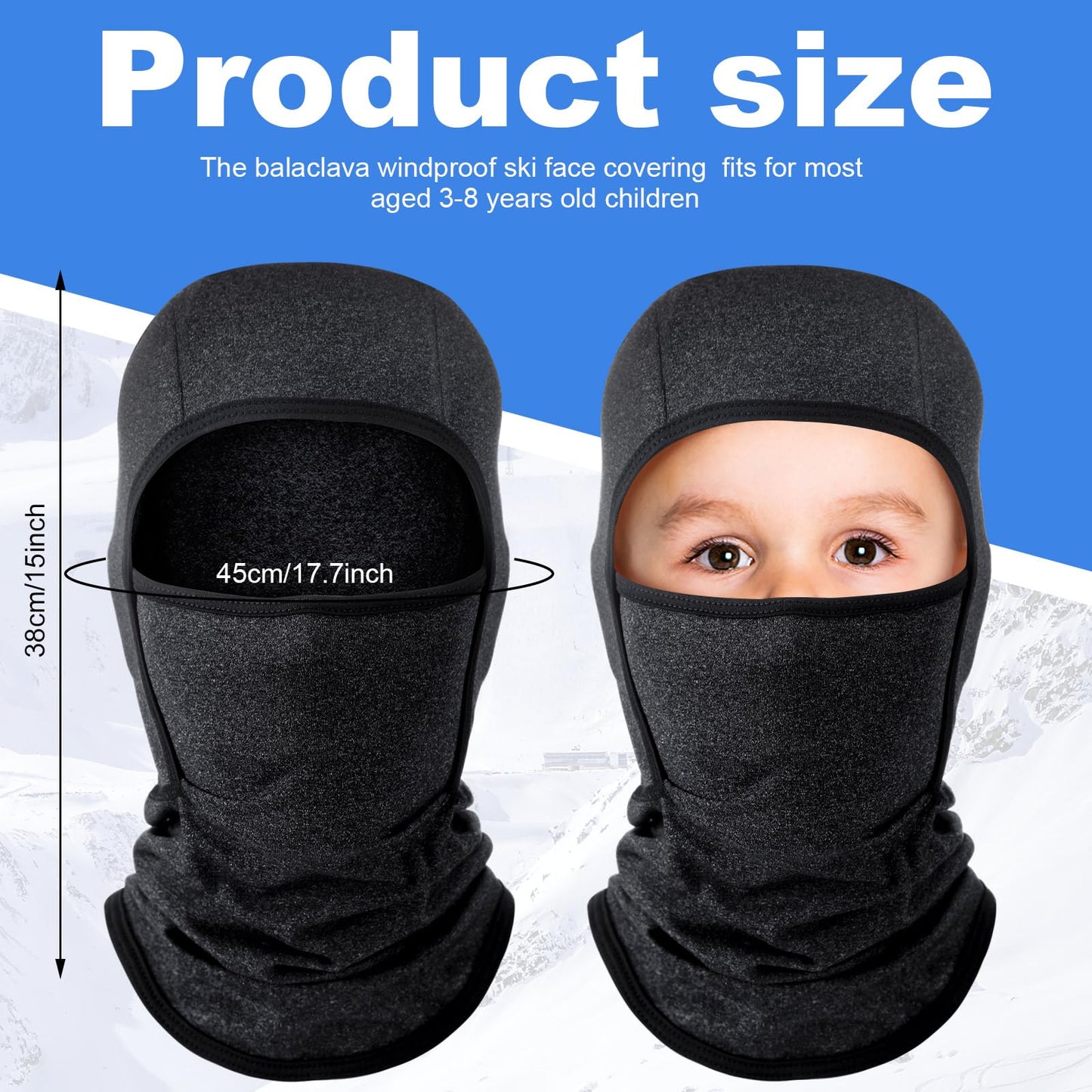 Syhood Kids Balaclava Face Mask Winter Ski Hat Face Covering Windproof Face Warmer for Cold Weather(Black, Dark Gray,Navy Blue,Rose Red,4)