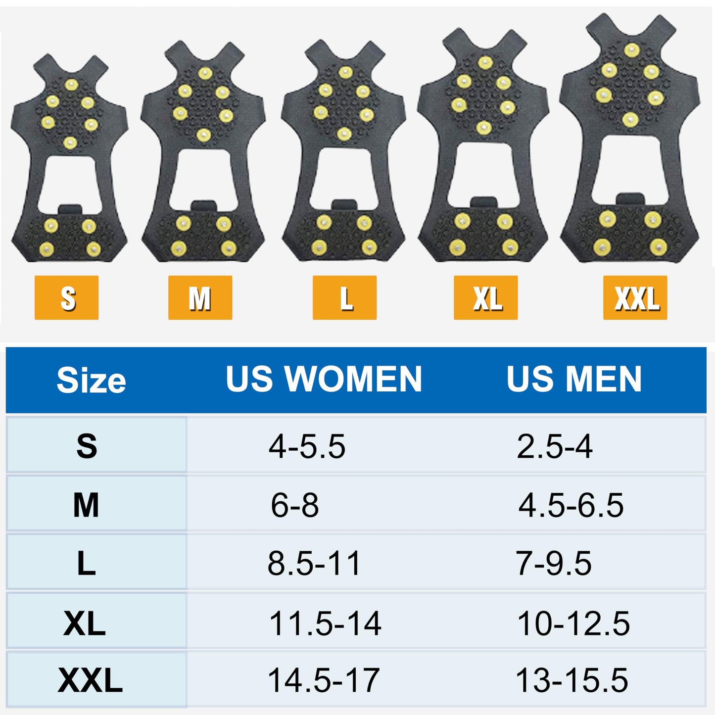 Ice Cleats Snow Traction Cleats Crampons for Shoes and Boots Anti Slip Rubber Snow Cleats Overshoe Footwear Protable Grippers for Walking on Snow and Ice Men Women Hiking Climbing Ice Fishing