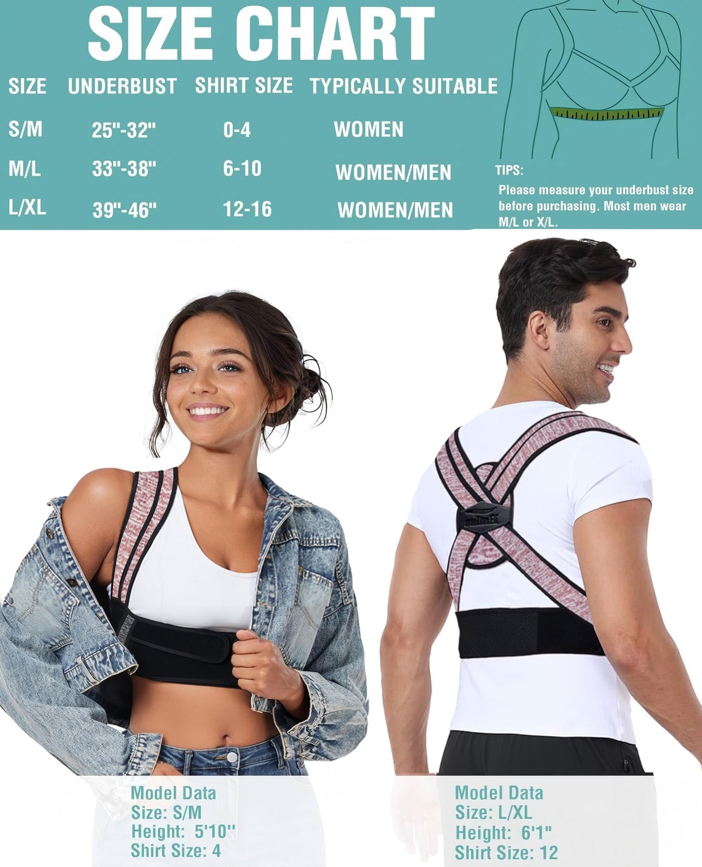 Enthra Posture Corrector for Women Men,BI-Straps Back Straightener - Bamboo Fiber Back Brace Posture Corrector - Instant Upper Back Pain Relief
