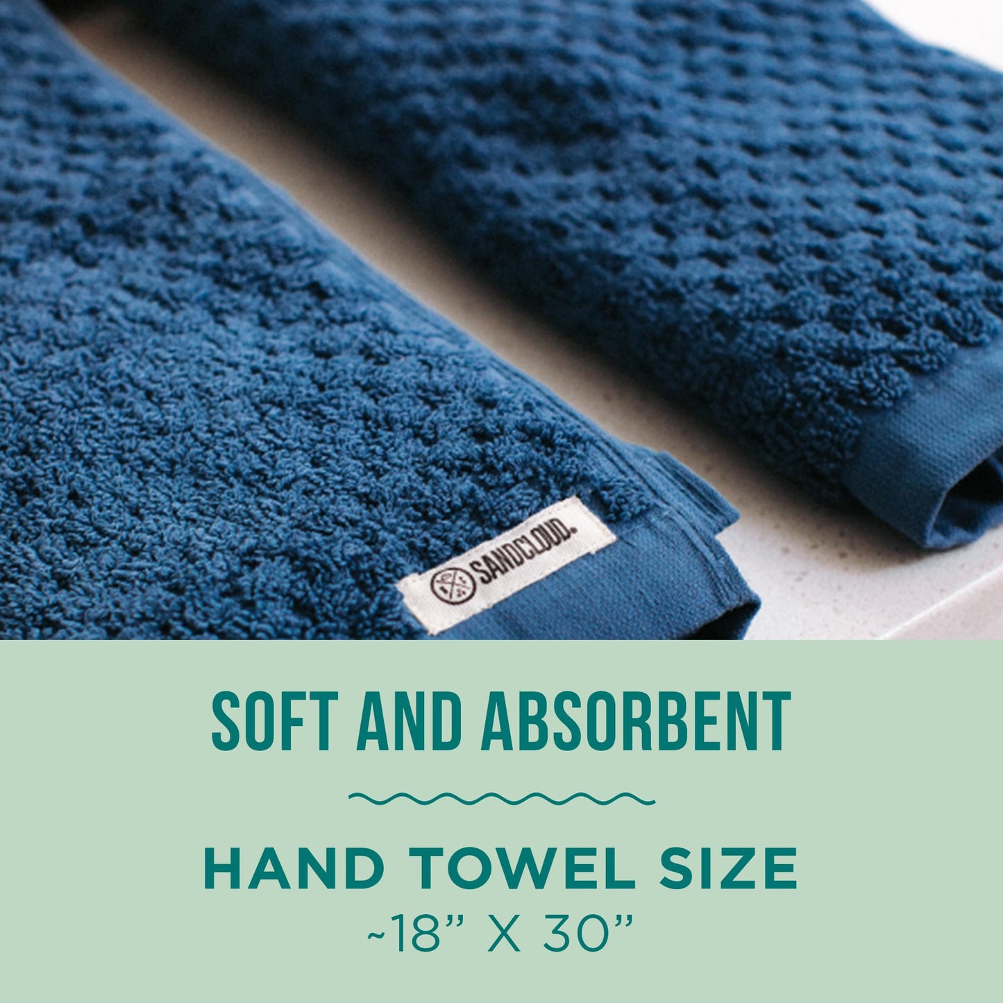 Sand Cloud Turkish Bath Towels for Bathroom, Set of 2 (Atom Blue, Large) - Luxury Soft Linen Turkish Organic Cotton is Luxurious & Absorbent - Premium Shower & Bathroom Towels Dry Faster