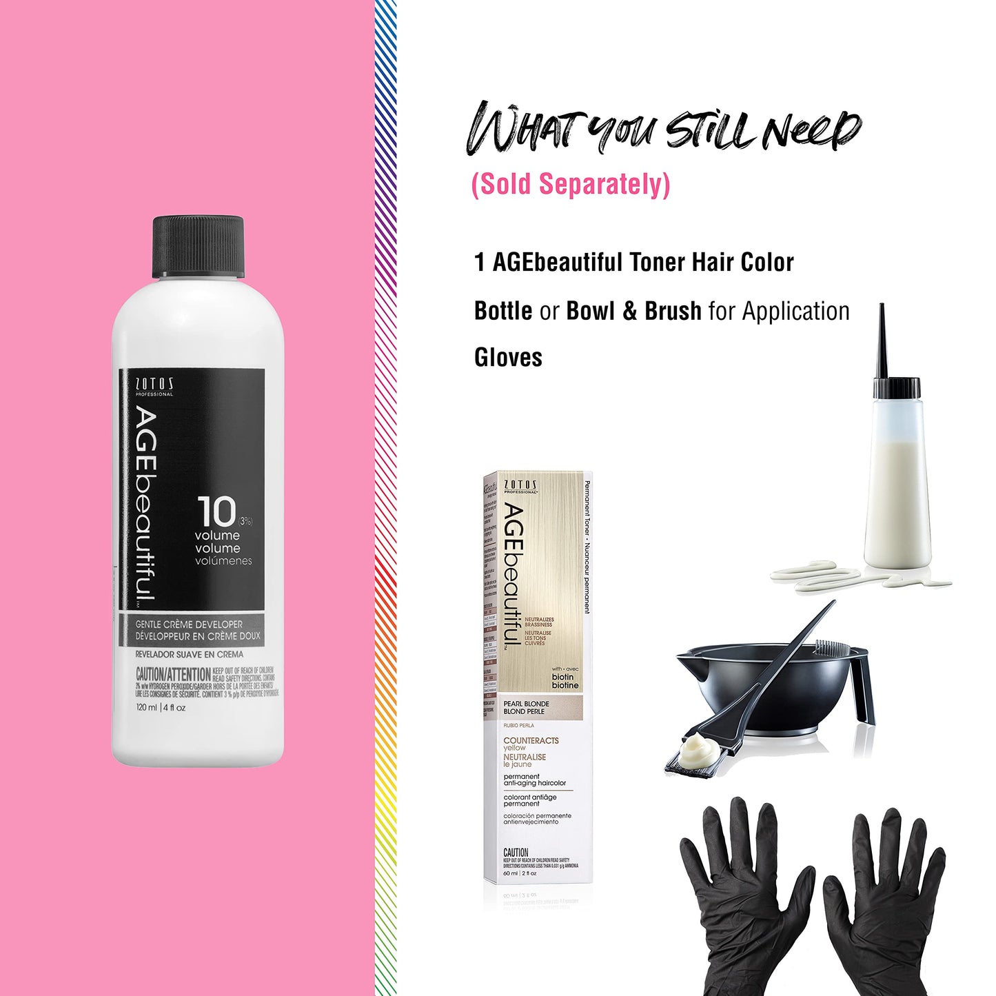 AGE beautiful 10 Volume Gentle Creme Hair Developer | For Permanent Hair Color Dyes, Toners, Lighteners | Professional Salon Coloring | Long Lasting Haircolor | 16 Fl Oz