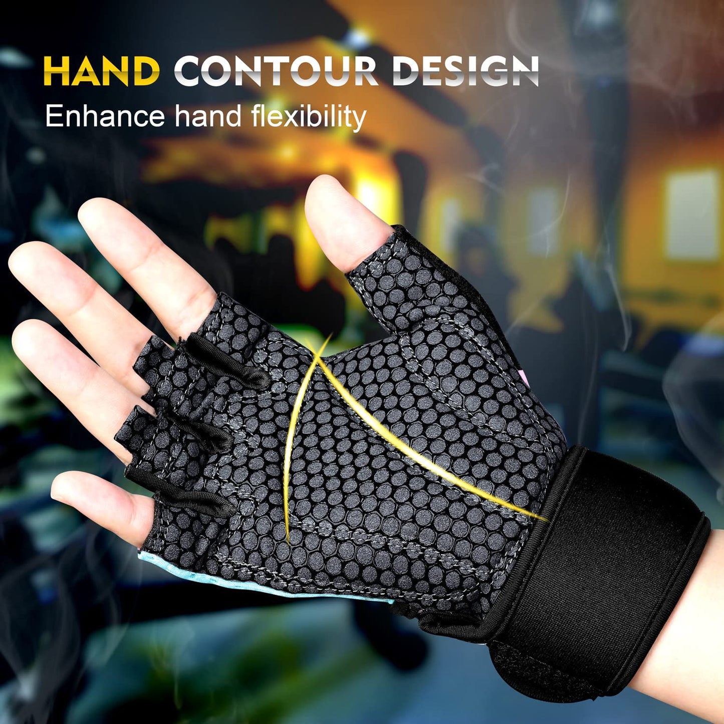 ihuan Breathable Weight Lifting Gloves: Fingerless Workout Gym Gloves with Wrist Support | Enhance Palm Protection | Extra Grip for Fitness | Lifting | Training | Rowing | Pull-ups