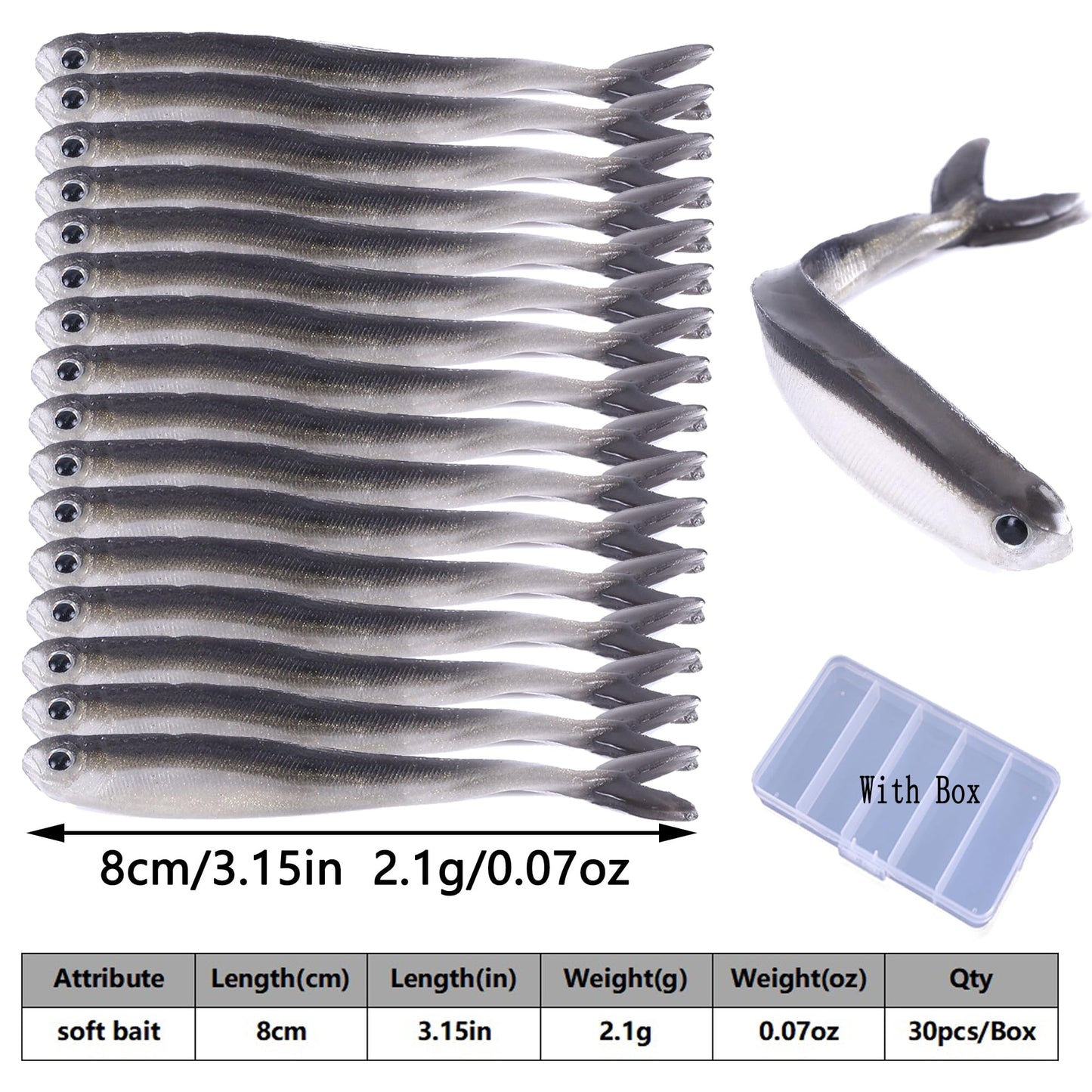 LURESMEOW Paddle Tail Swimbaits,Soft Plastic Fishing Lures Swim Baits for Bass Fishing,30/50/100pcs with Box,Soft Plastic Swimbaits for Bass Trout Crappie Lures Kit for Saltwater Freshwater