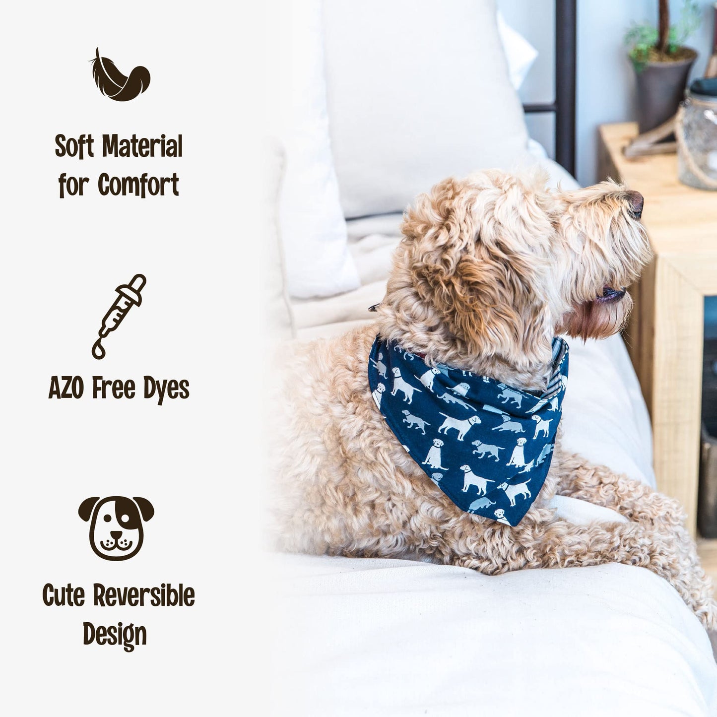 Lazy One Reversible Dog Bandana, Cute Accessories for Pets, Moose, Bear, Winter (Medium/Large, Nordic Dog)