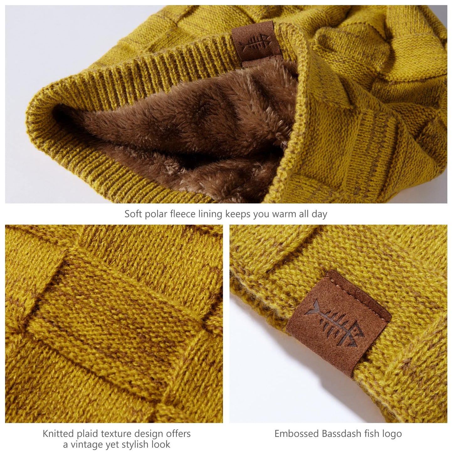 BASSDASH Winter Slouchy Beanies Thick Fleece Lined Skull Cap for Men Women Warm Knitting Hat