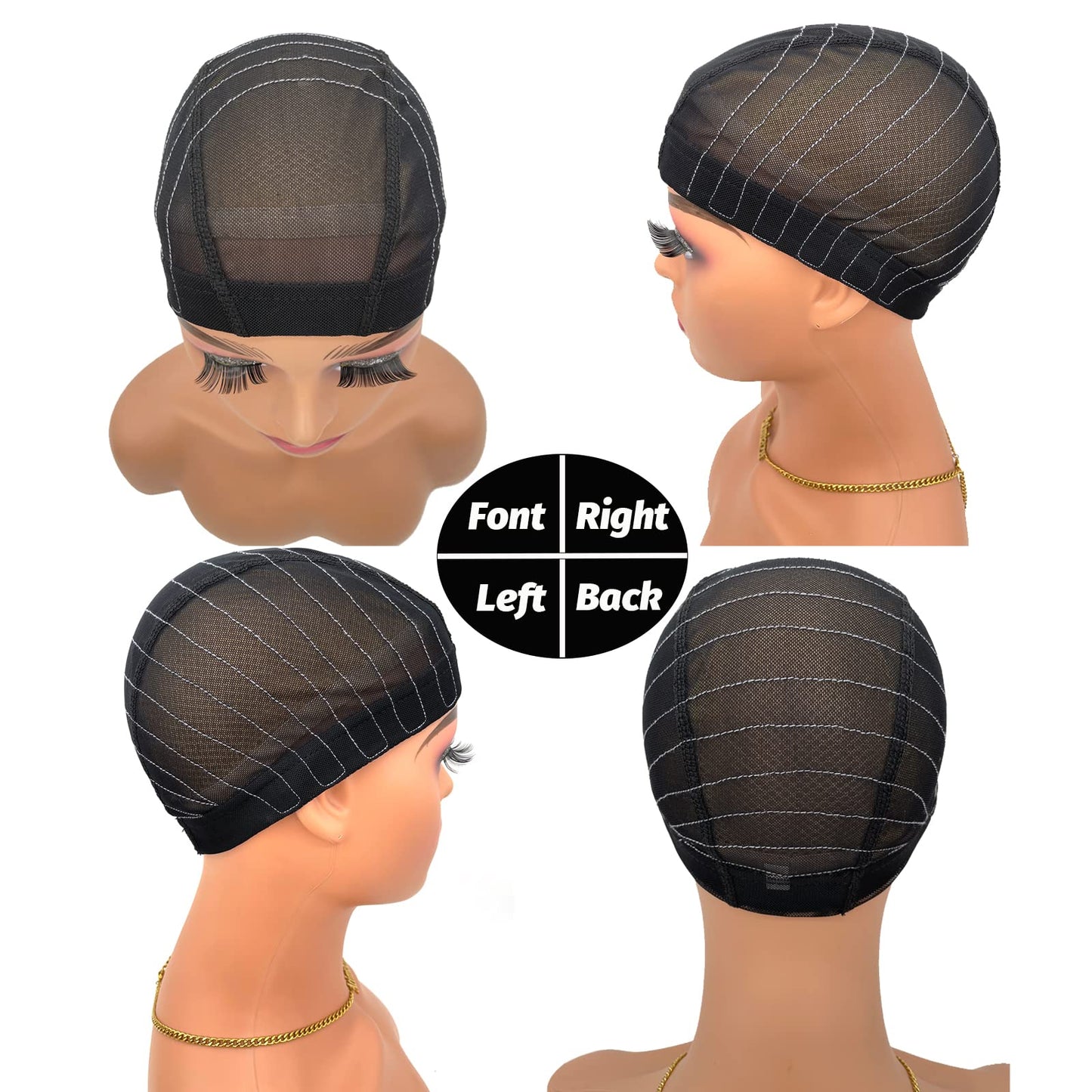 Atimiaza Wig Cap with Guideline Map for Wig Making, Stretchable Mesh Dome Caps with 1 Elastic Band and 4 Wig Combs for Beginners Sewing Wig (Small: 19"-20", 5 * 5 Closure)