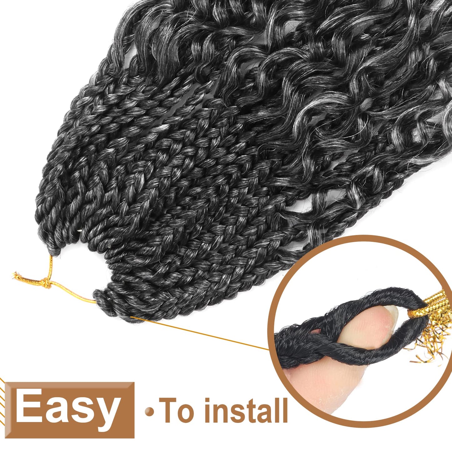 Goddess Box Braids Crochet Hair With Curly Ends 10 Inch Bohomian Box Braids Crochet Braids 8 Packs 3X Crochet Braids Synthetic Braiding Hair Extension for Black Women (10 Inch (Pack of 8), T-Grey)…