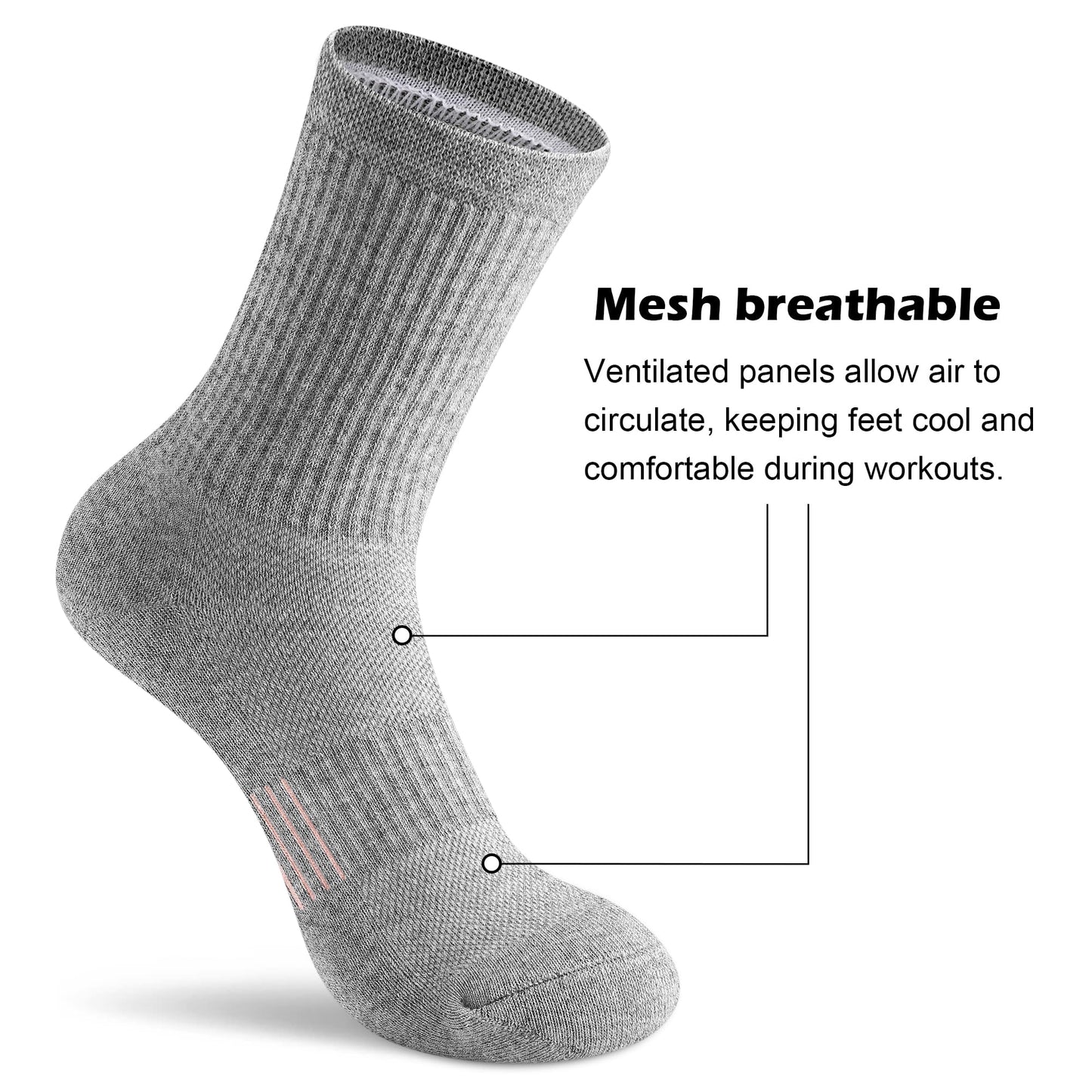 Gonii Crew Socks Women Hiking Running Athletic Cushioned Compression Socks 5-Pairs