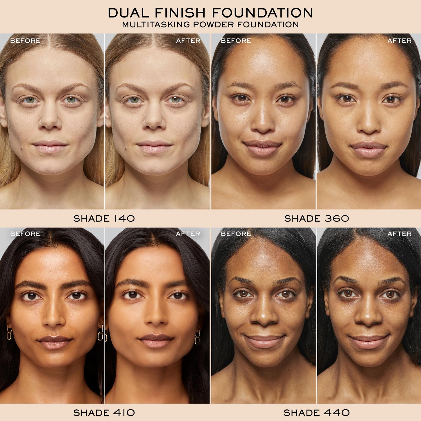 Lancôme Dual Finish Powder Foundation - Buildable Sheer to Full Coverage Foundation - Natural Matte Finish - 420 Bisque Neutral