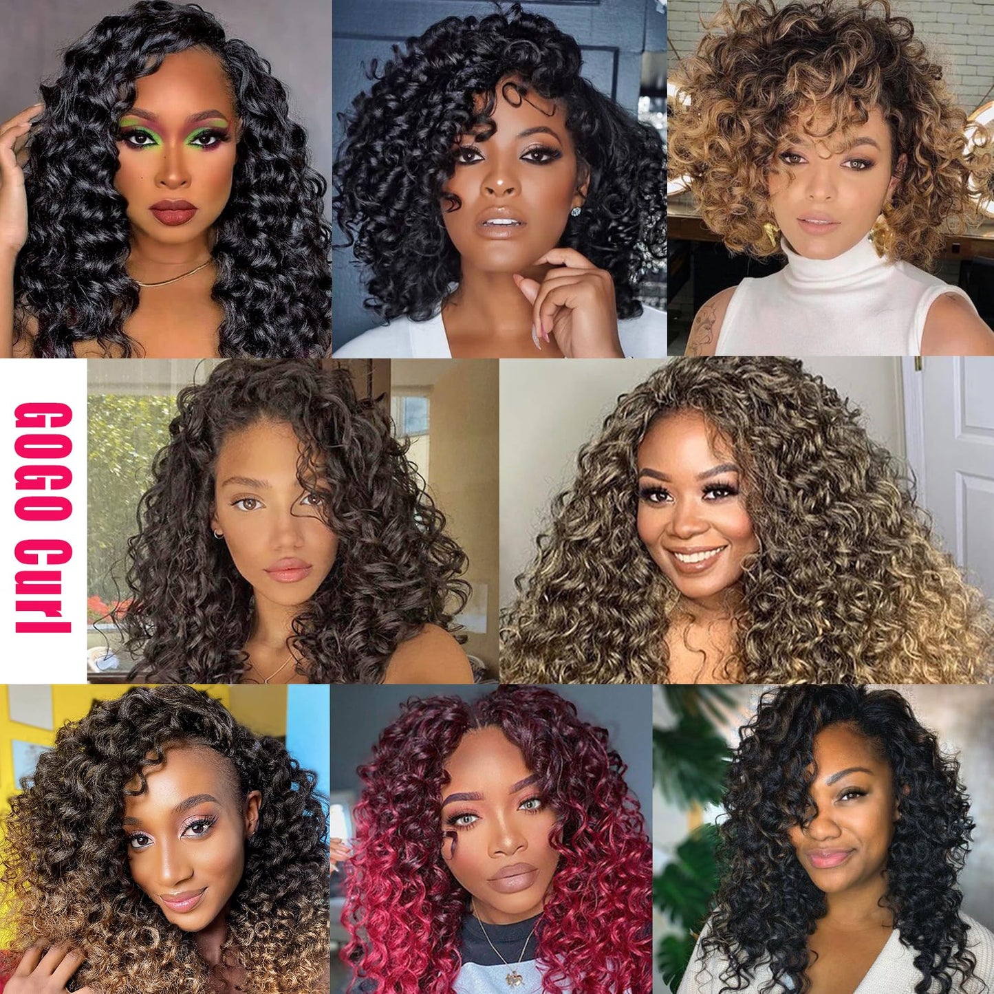 7 Packs GoGo Curl Crochet Hair 10 Inch Short Curly Crochet Hair for Women Burgundy Water Wave Beach Curl Deep Twist Crochet Braids Synthetic Braiding Hair Extensions (10 Inch, Burgundy)