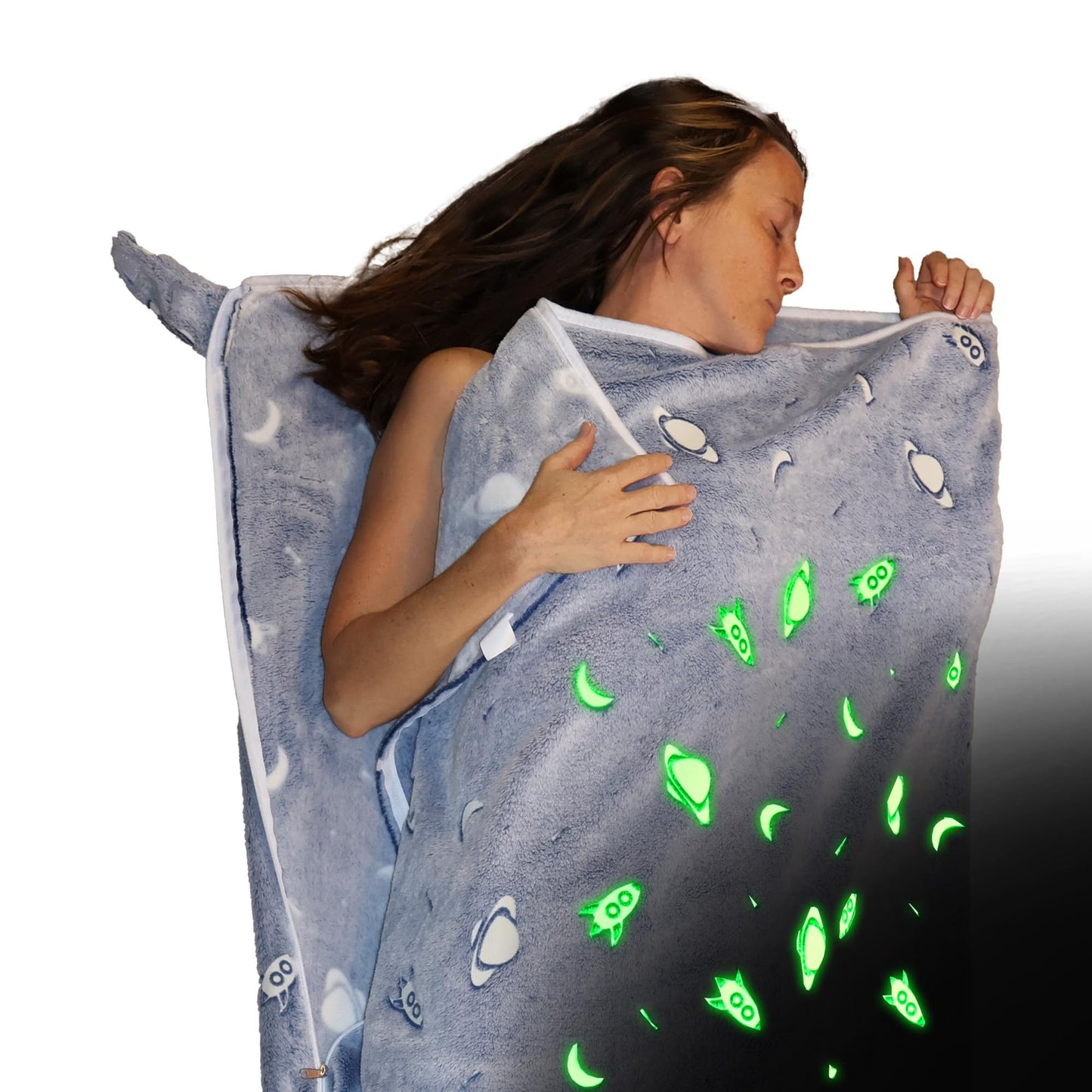 Fleece Sleeping Bag Liner Cold Weather-Glow In The Dark with UV Flashlight-Camping sleeping bag Liner for Cold Weather Sleeping Bag-Travel Sleeping Bag -Compact Sleeping Bag Or Ultralight Sleeping Bag