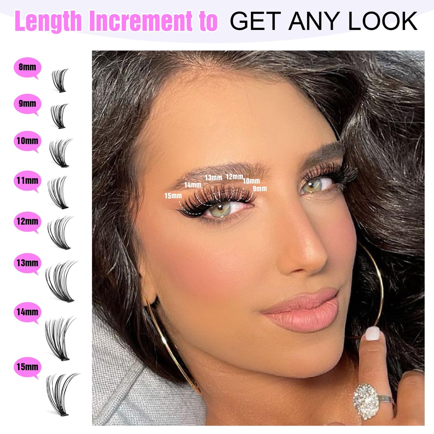 Pawotence Lash Clusters Natural 30D Cluster Eyelash Extensions 8-15mm Individual Lashes Cluster Wispy 280pcs Eyelash Clusters Lash Extension for Self Application (30D, 0.07D, 8-15mm)