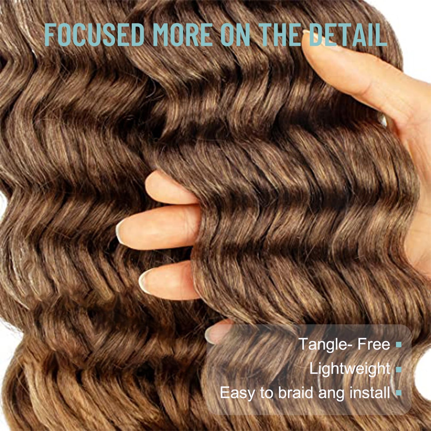 ToyoTree Ocean Wave Crochet Hair - 9 Inch 8 Packs Ombre Blonde Short Curly Deep Wave Crochet Hair, Synthetic Ocean Wave Braiding Hair Extensions (9 Inch,T4/27-8P)
