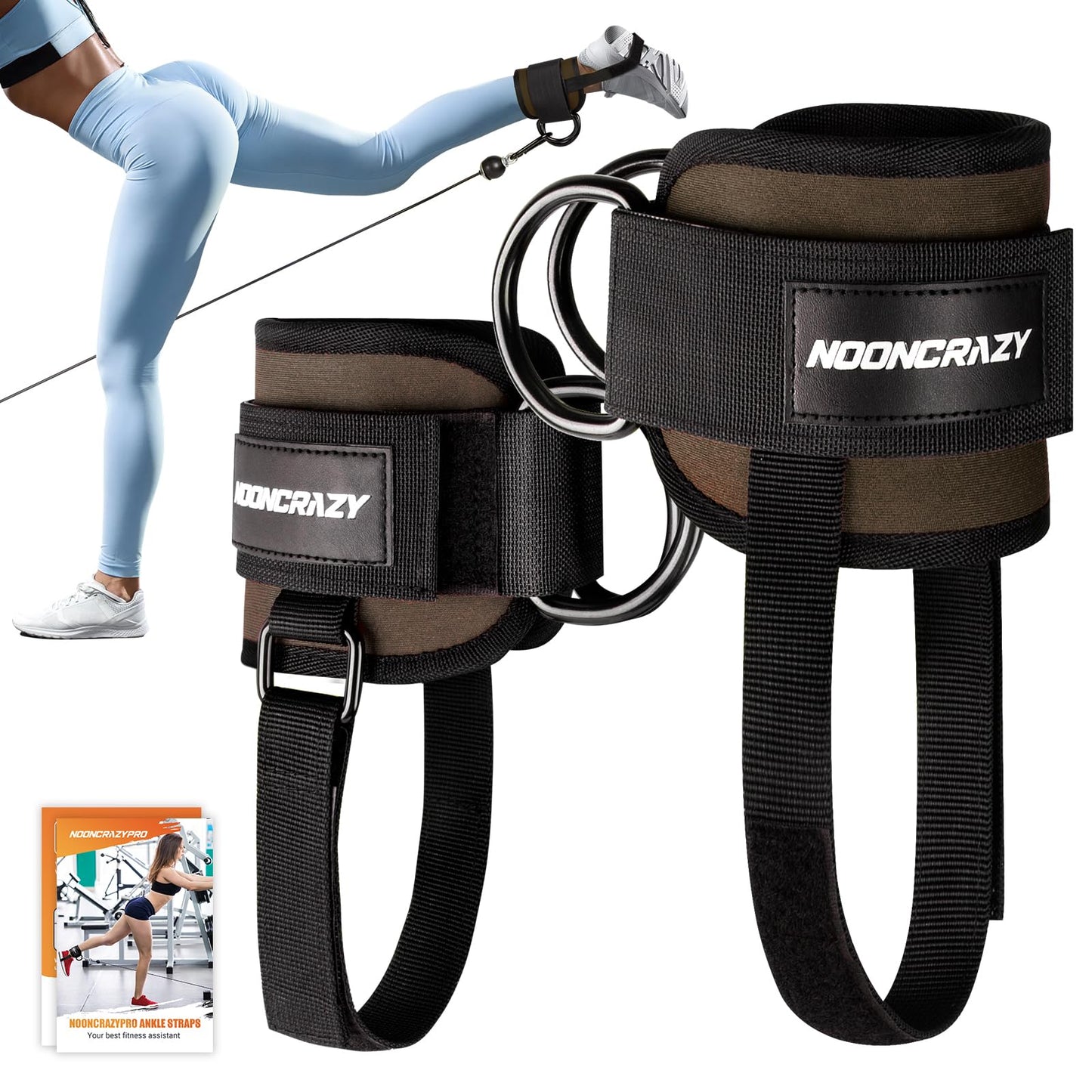 Ankle Strap for Cable Machine Women, Adjustable Gym Cable Ankle Straps for Kickbacks, Glute Workouts, Leg Extensions, Curls, Booty Hip Abductors, Ankle Cuff for Cable Machine Accessories(Brown)