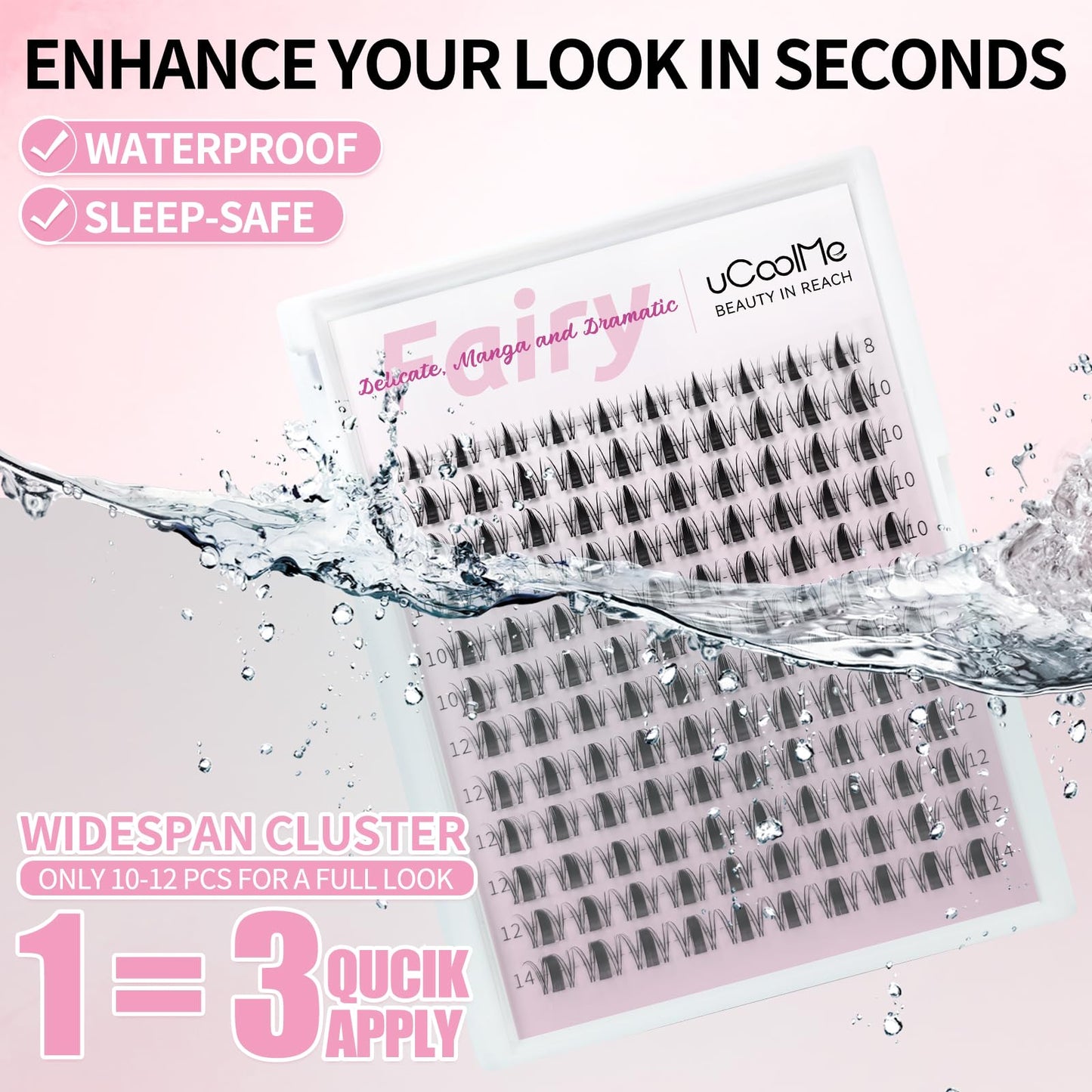Fairy Lash Clusters Kit 8-14mm Manga Individual Lashes C Curl Wispy Eyelash Clusters WideSpan Eyelash Extension Kit with Lash Bond and Seal Wet-Look Spiky Cluster Lashes Ultra-Thin Invisible Lash Band