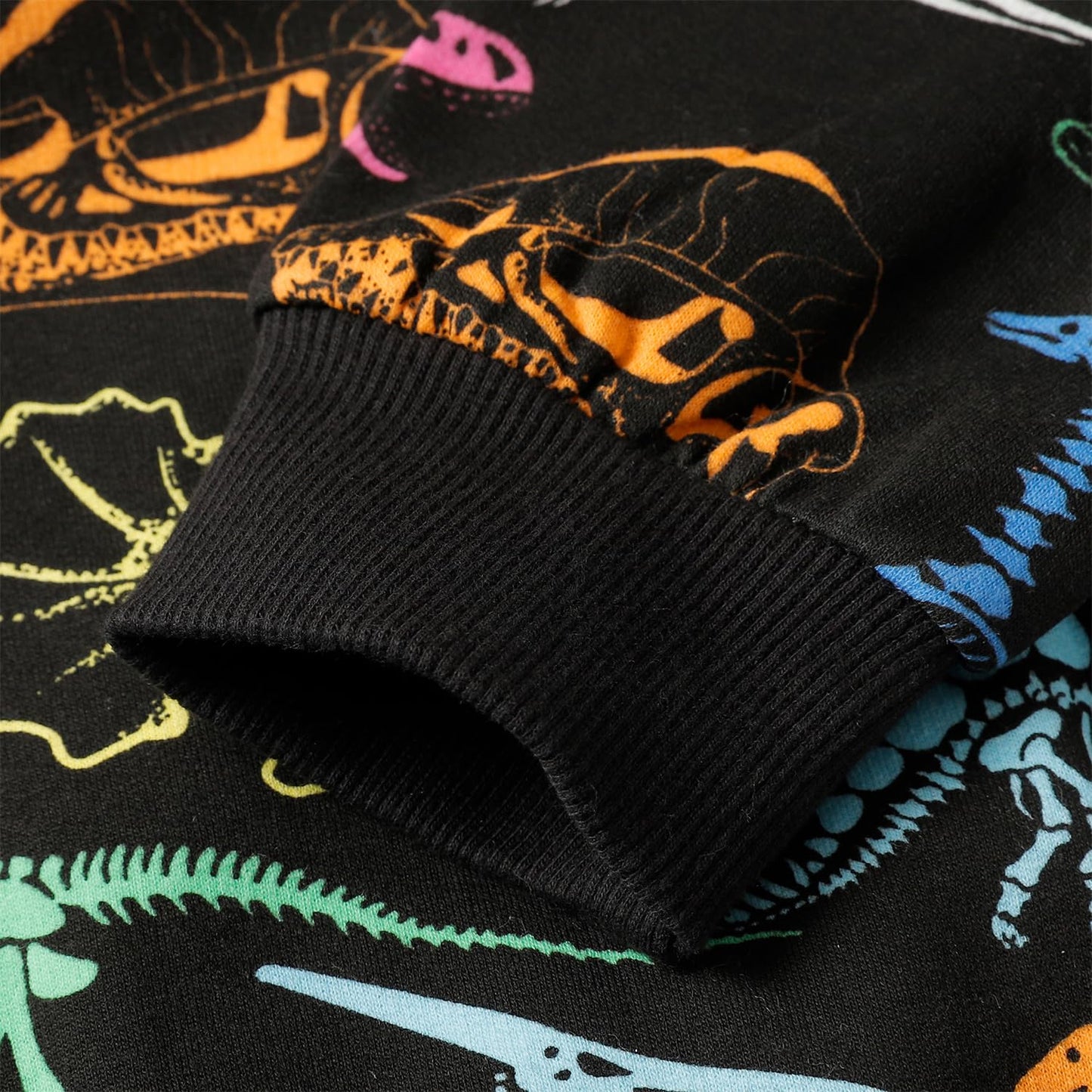 NUBEEHOHO Dinosaur Sweatshirt for Boys Long Sleeve Dino Pullover Shirts Toddler Crewneck Dinosaur Fleece Sweater Kids Fall Winter Clothes Black Size 5T/8202