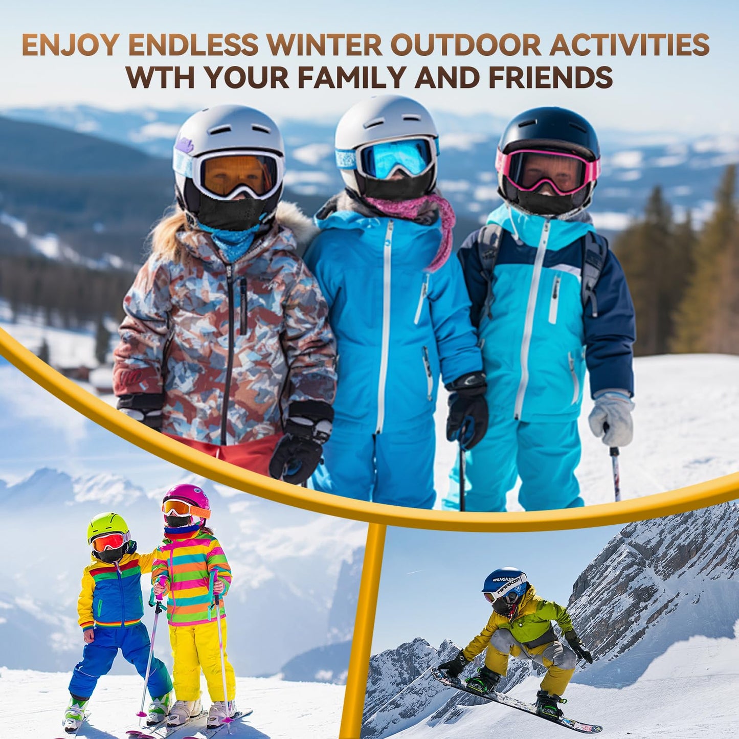 Kids Balaclava Ski Mask- Thermal Fleece Full Face Cover Winter Balaclava with Movable Face Part for Skiing Skating Cycling Black