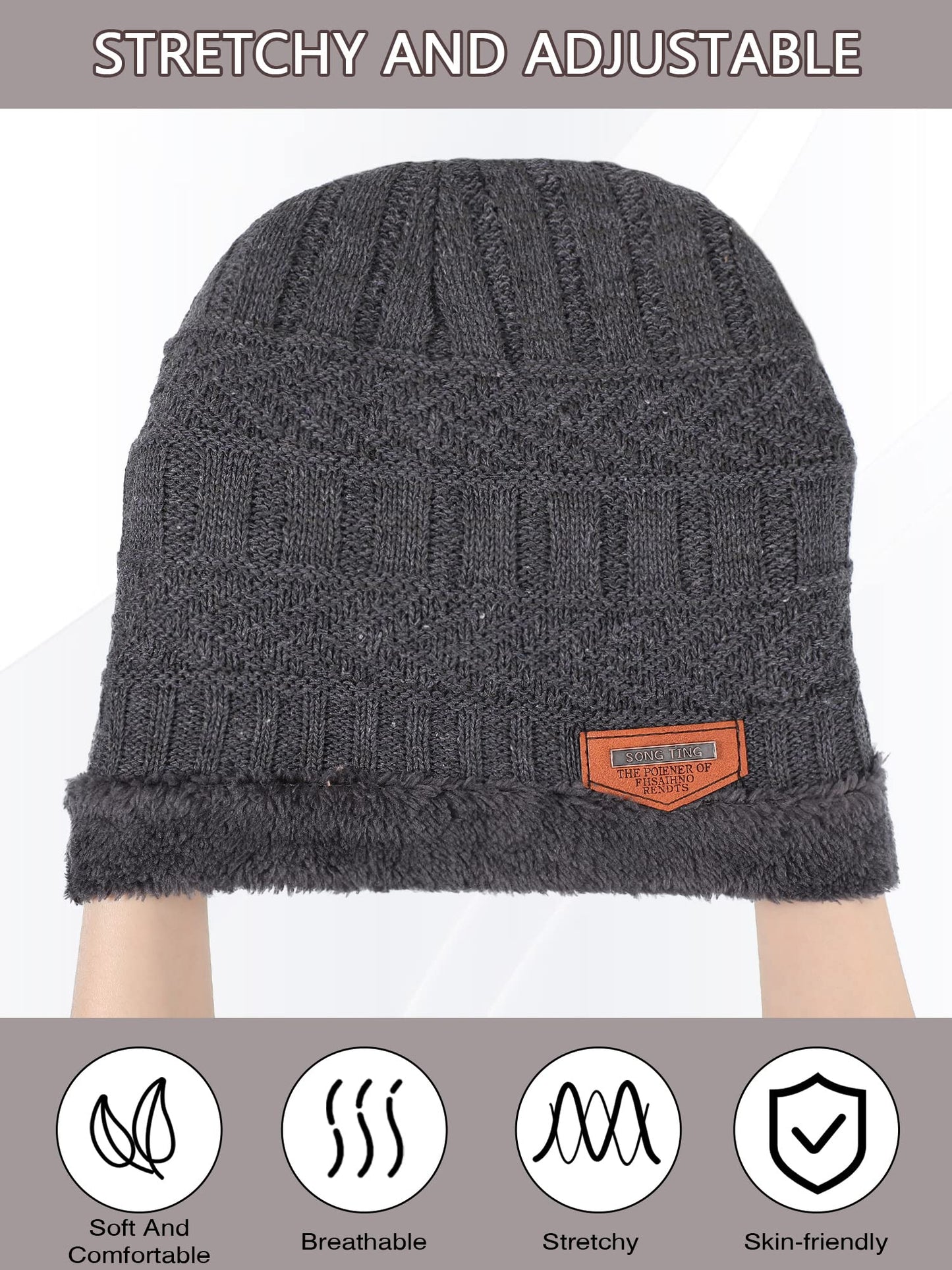 Kigeli 6 Pcs Winter Slouchy Beanie Bulk for Men Women, Fleece Inner Warm Hat Thick Skull Cap Knit Beanie Winter Beanie Hats (Multi Colors)