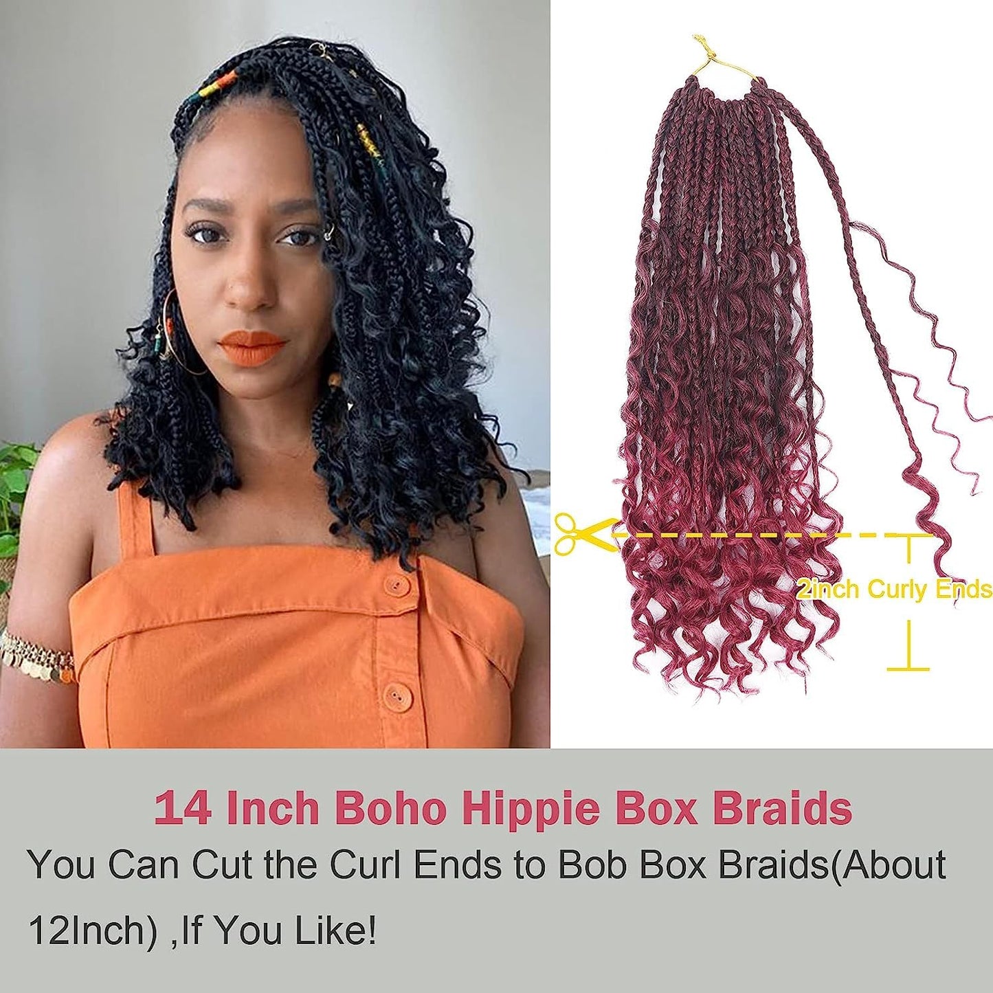 Goddess Box Braids Crochet Hair With Curly Ends 12 Inch Bohomian Box Braids Crochet Braids 8 Packs 3X Crochet Braids Synthetic Braiding Hair Extension for Black Women (12 Inch (Pack of 8), T1B BUG)…