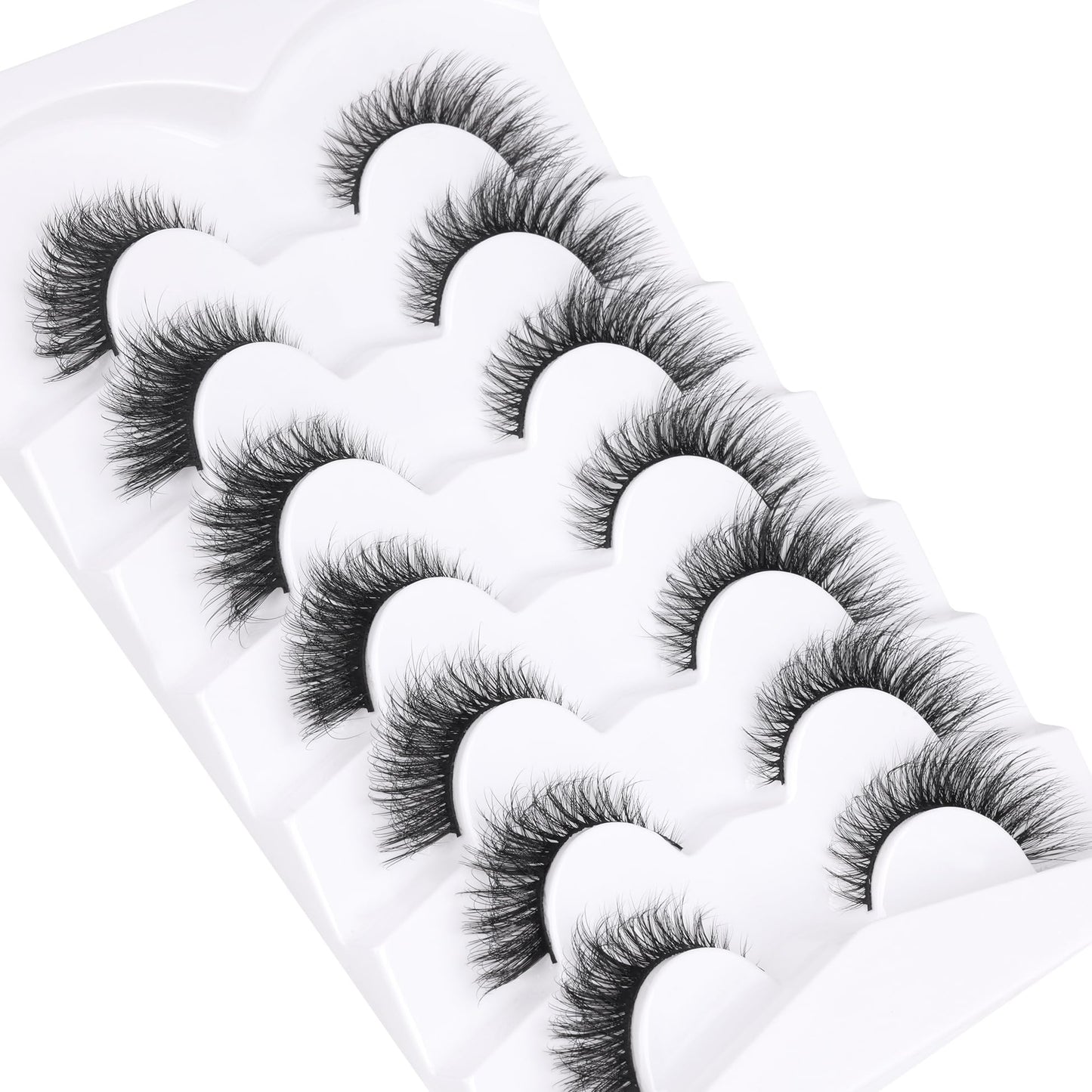 False Eyelashes Cat Eye Lashes Natural Fluffy Eyelashes Wispy Strip Lashes Mink Volume Fake Eyelashes 7 Pairs Natural Lashes Cat Eye ALICROWN