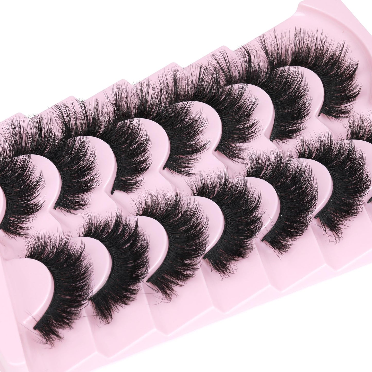 Thick Lashes Mink Fluffy Eyelashes 18MM Long False Eyelashes Strip 5D Volume Fake Eyelashes Dramatic Full Fake Lashes 7 Pairs Cat Eye Big Lashes that Look Like Extensions